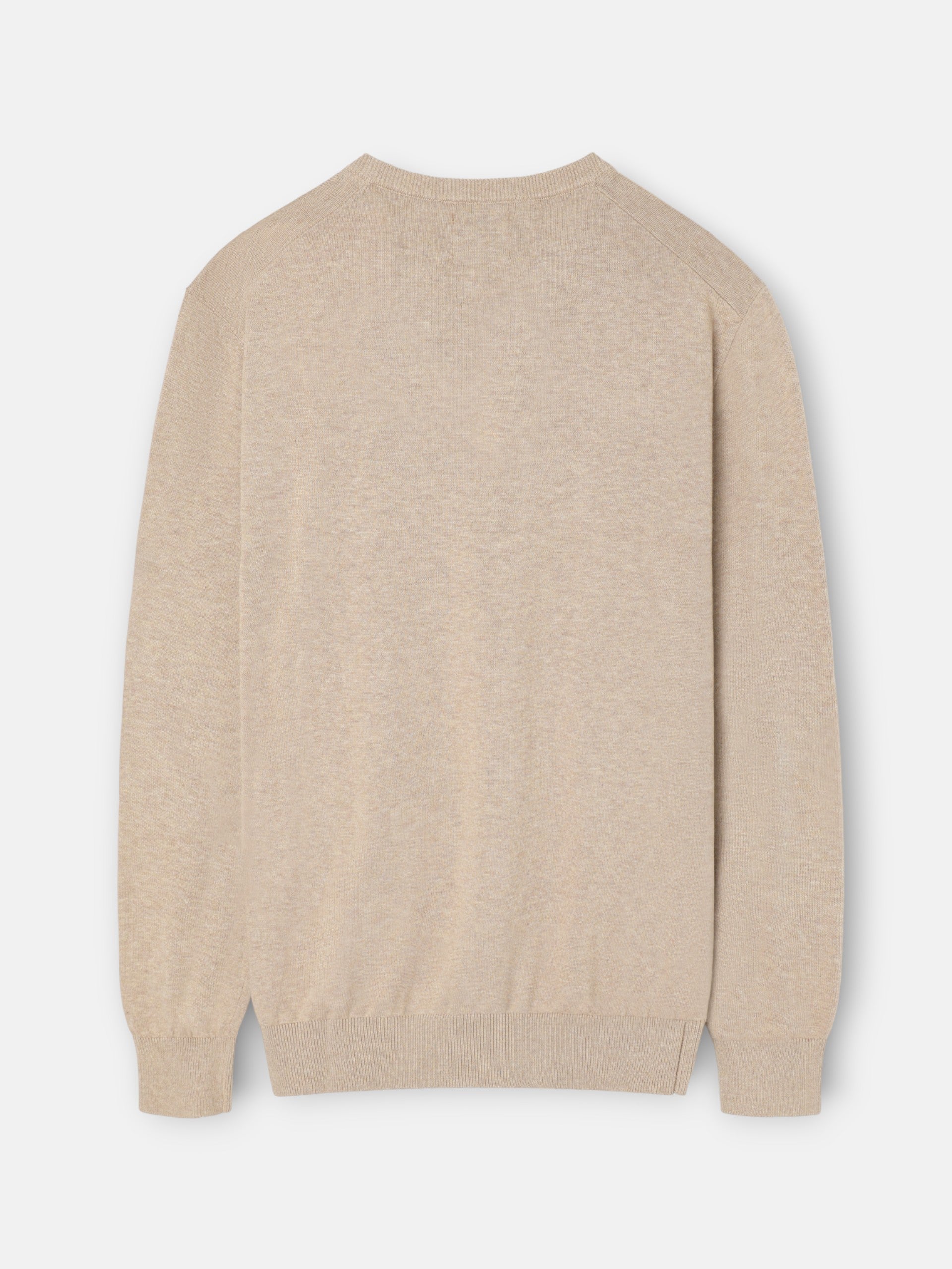 Pull uni col en V marron clair