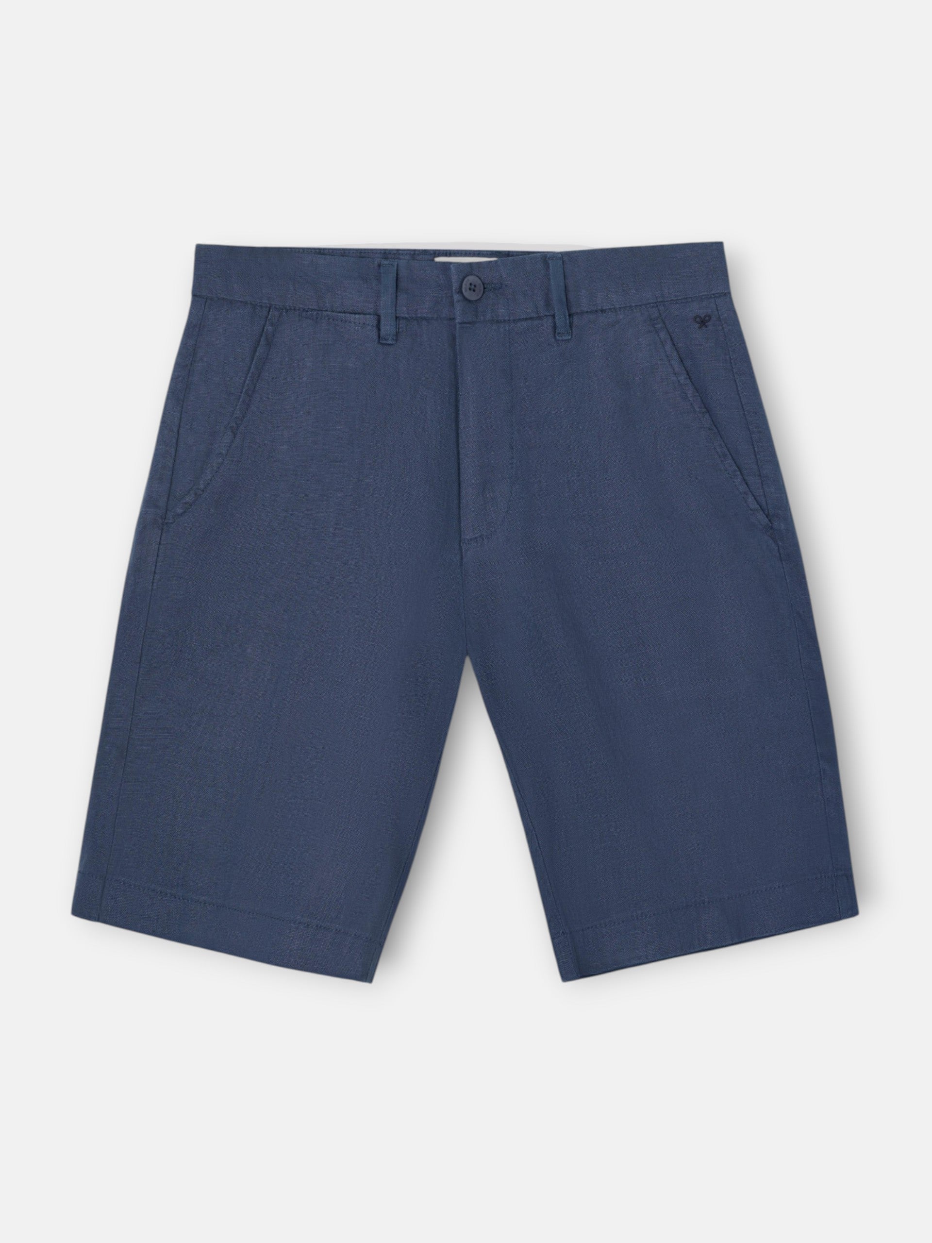 Bermuda lino lisa azul indigo