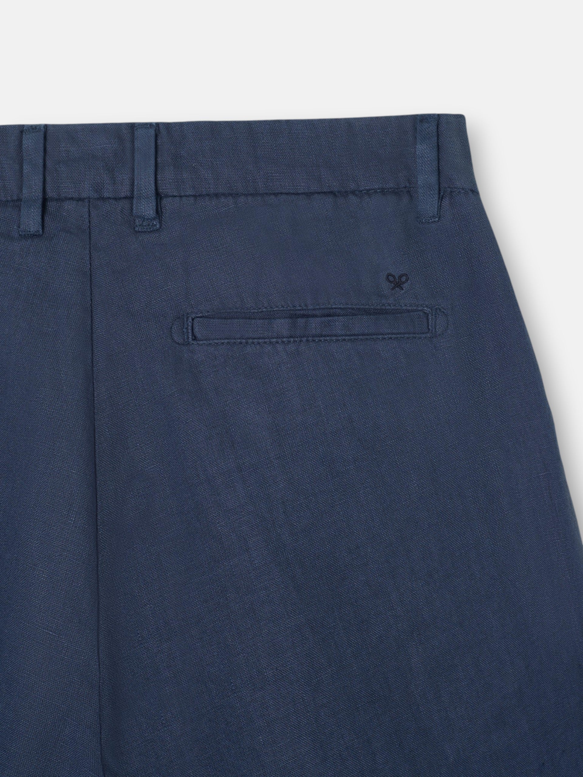 Bermuda lino lisa azul indigo