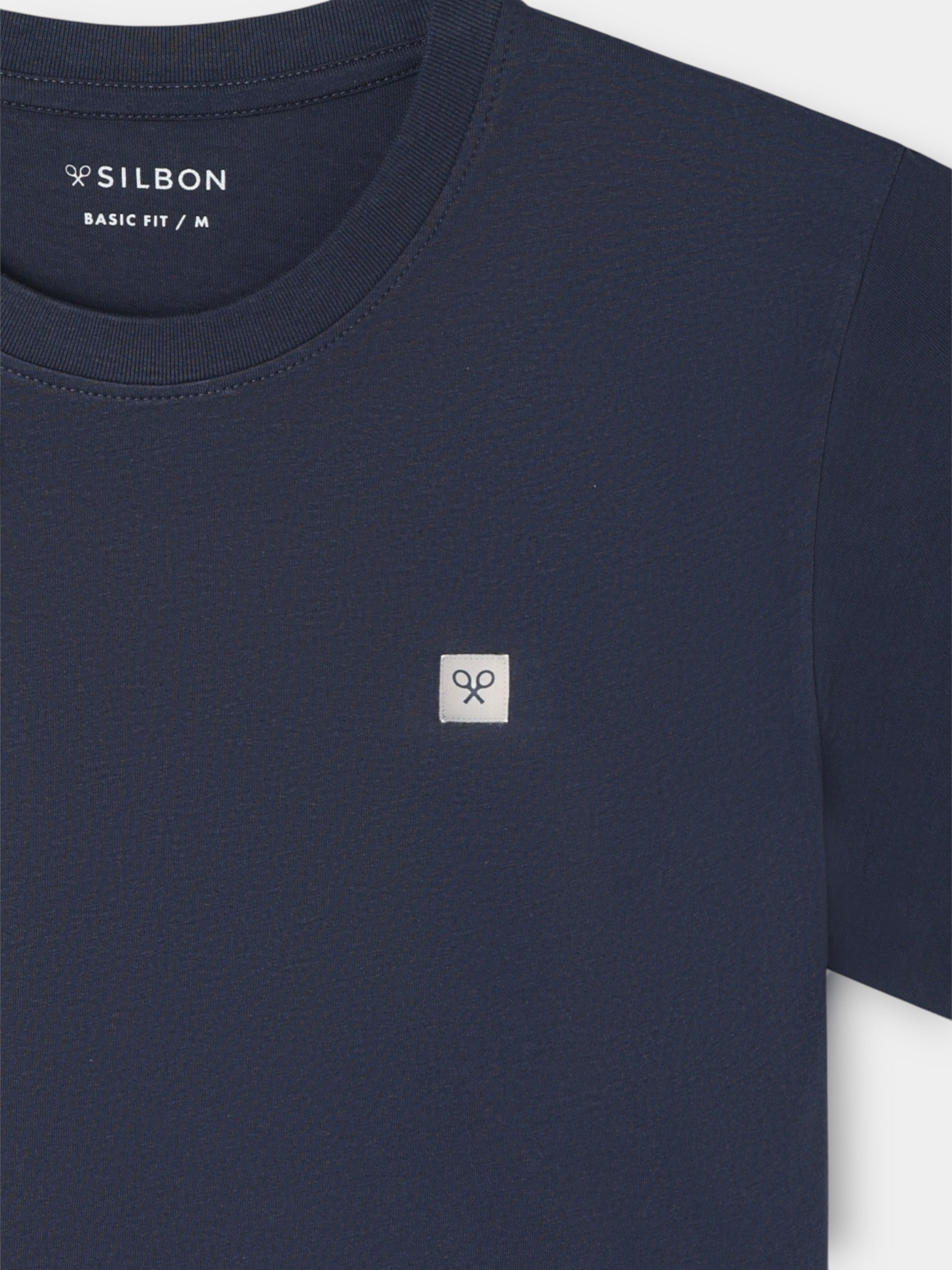 Camiseta lisa minilogo parche azul marino