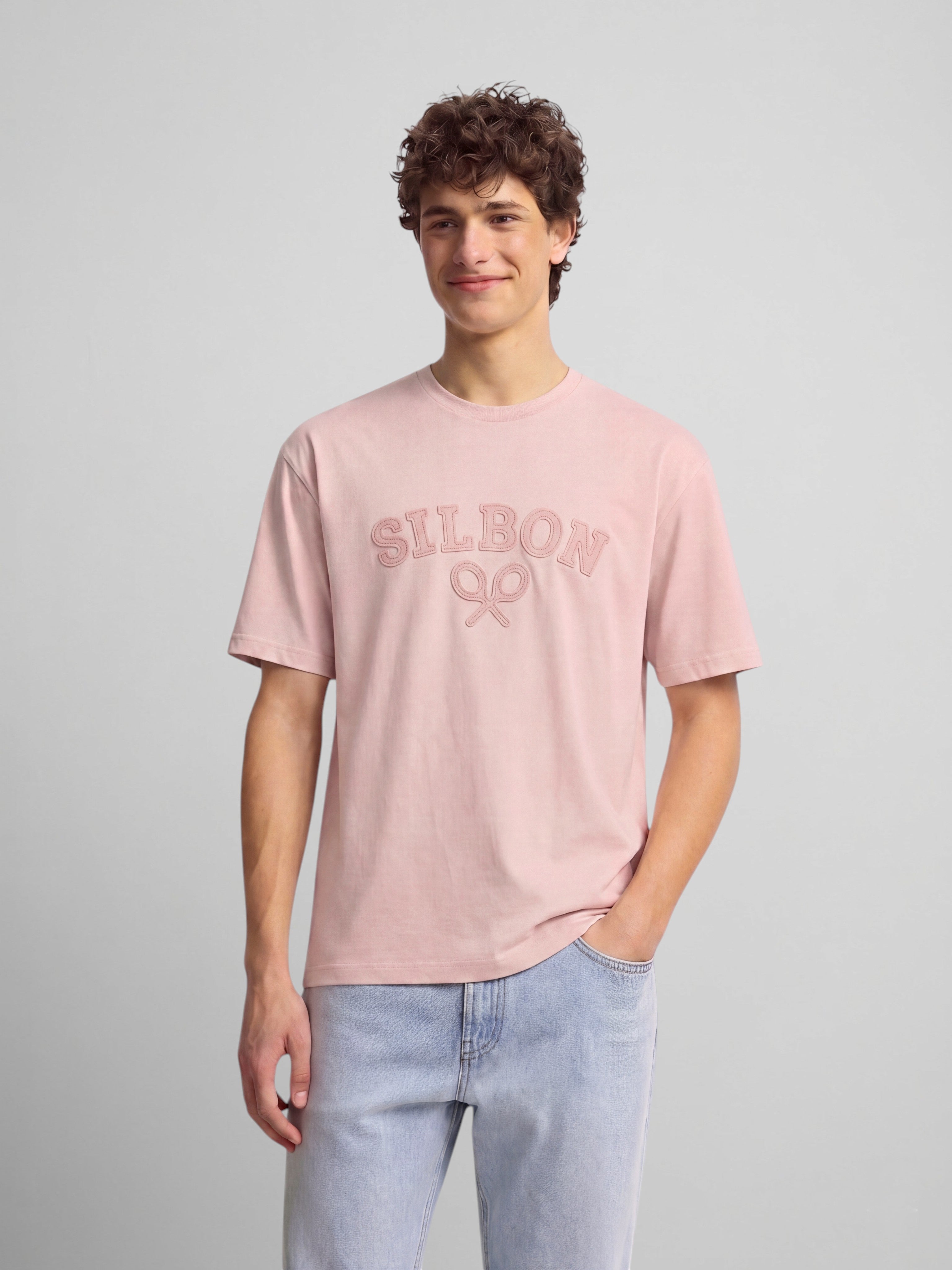 Camiseta raqueta media rosa