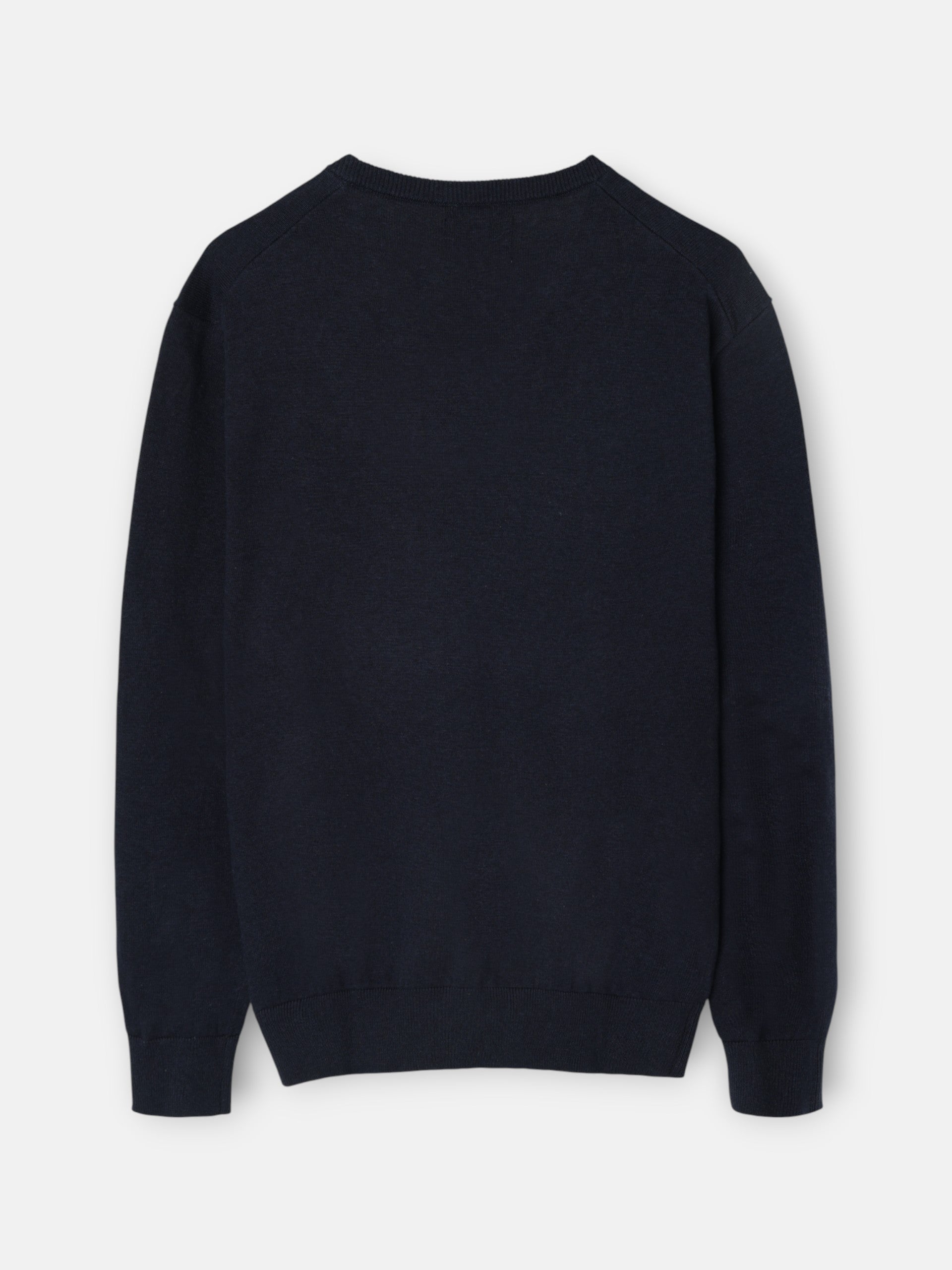 Pull uni col en V bleu marine