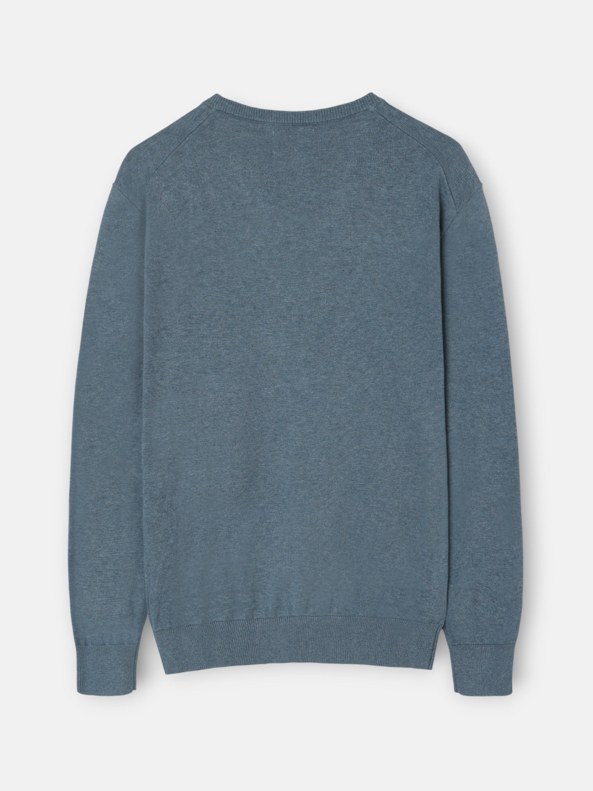 Pull uni col en V bleu clair