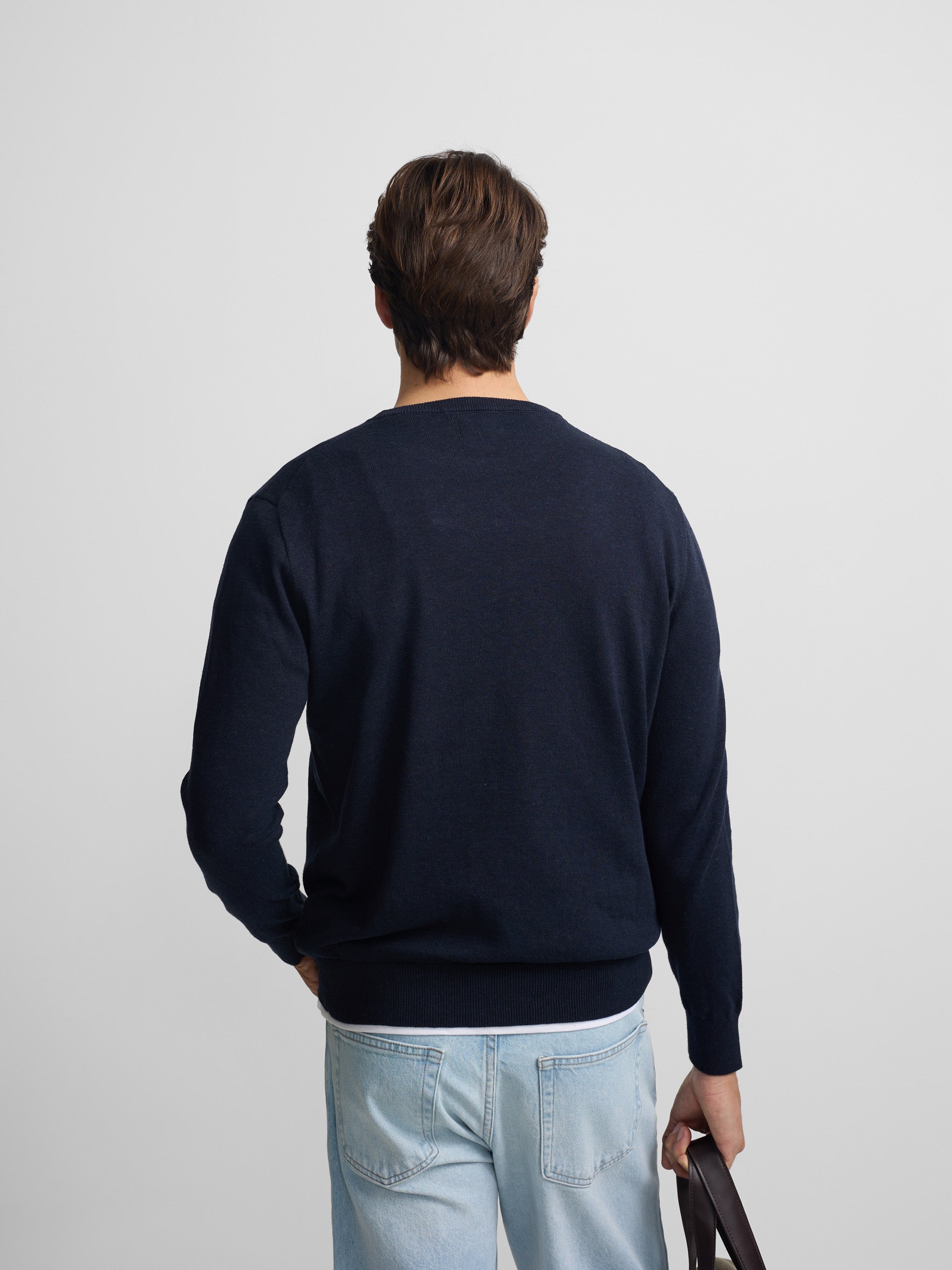 Jersey liso cuello caja azul marino
