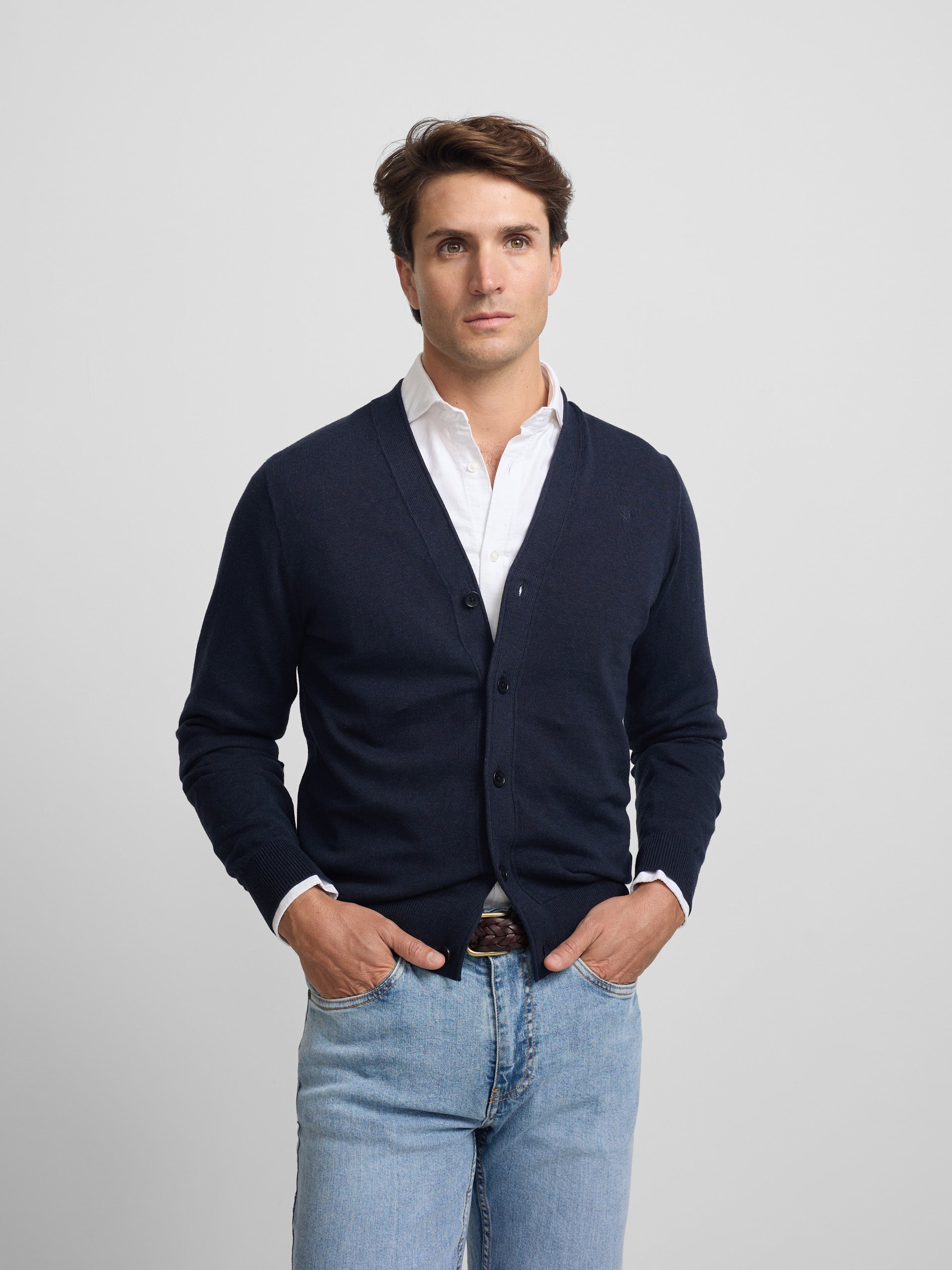 Cardigan botones azul marino
