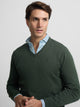 Jersey liso cuello pico verde oscuro