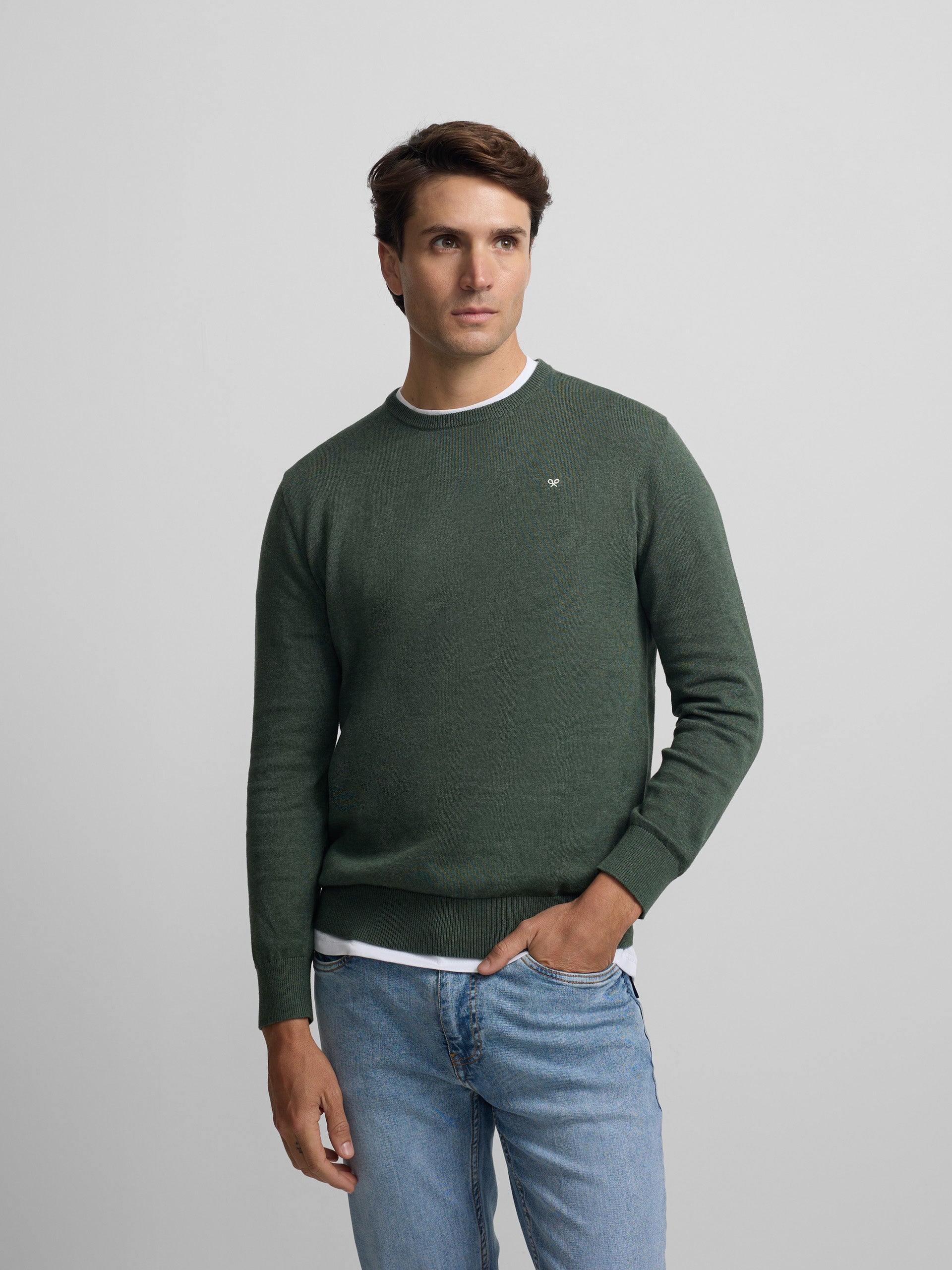 Jersey liso cuello caja verde