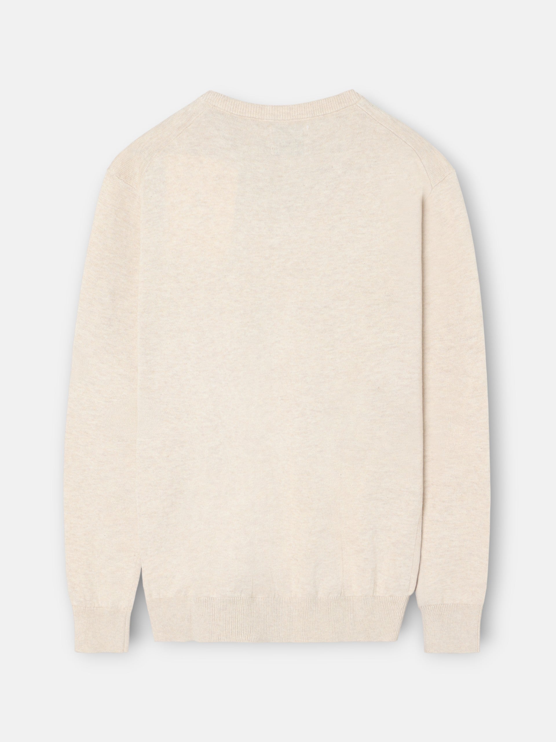 Pull uni col en V crème