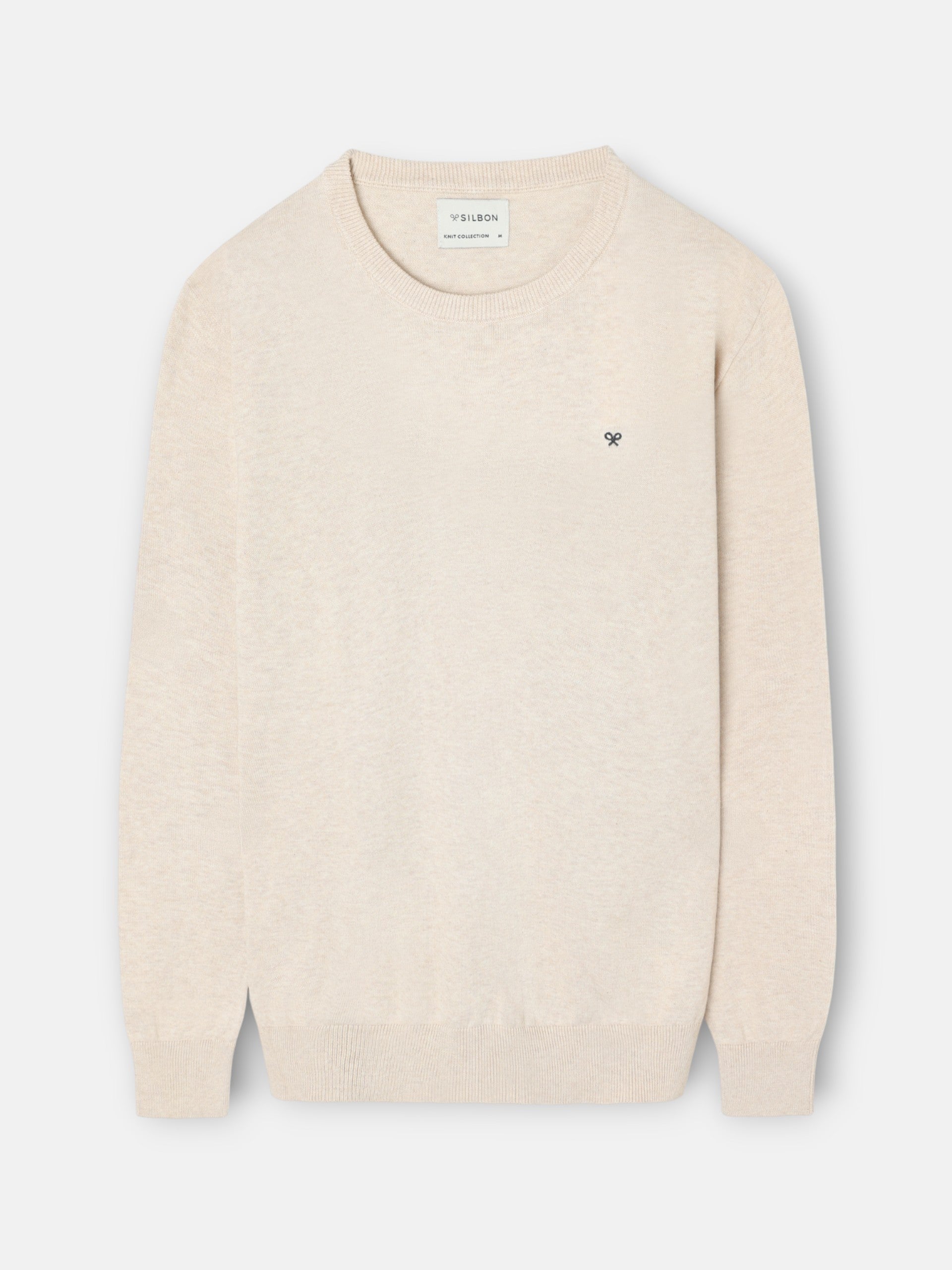 Pull uni col ras-du-cou crème