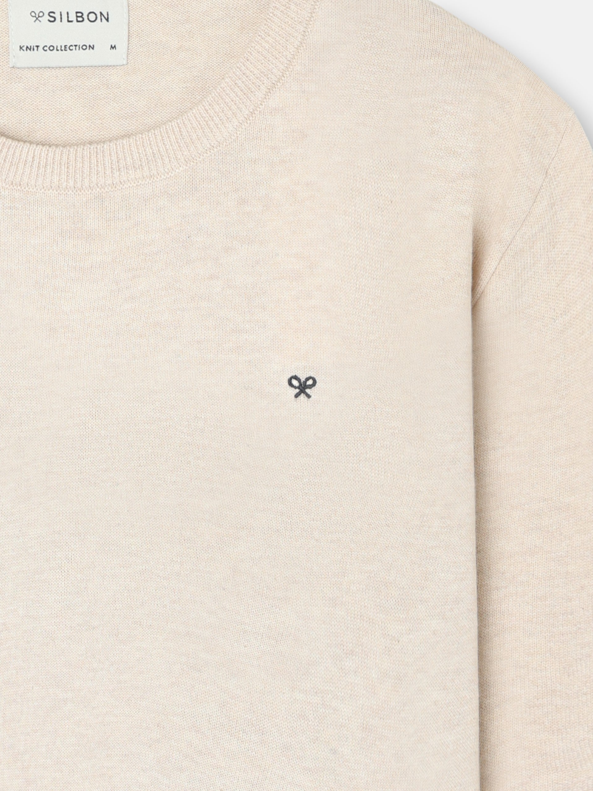 Pull uni col ras-du-cou crème