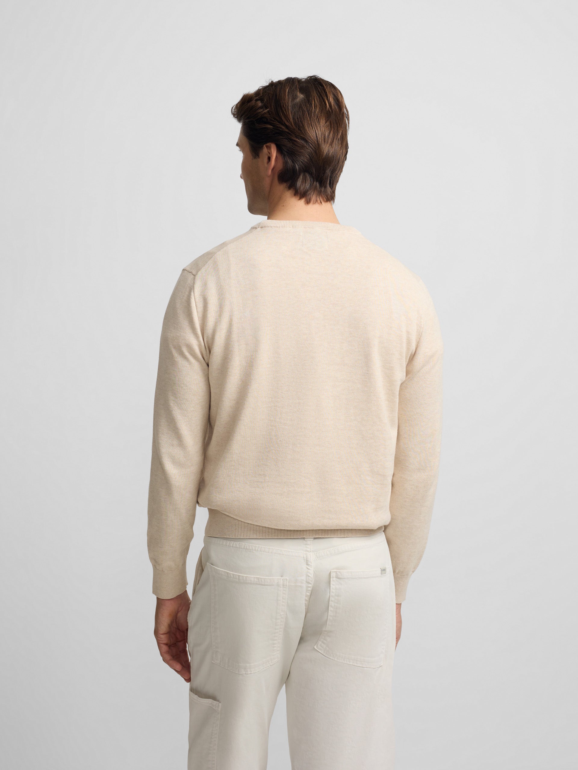 Pull uni col ras-du-cou crème