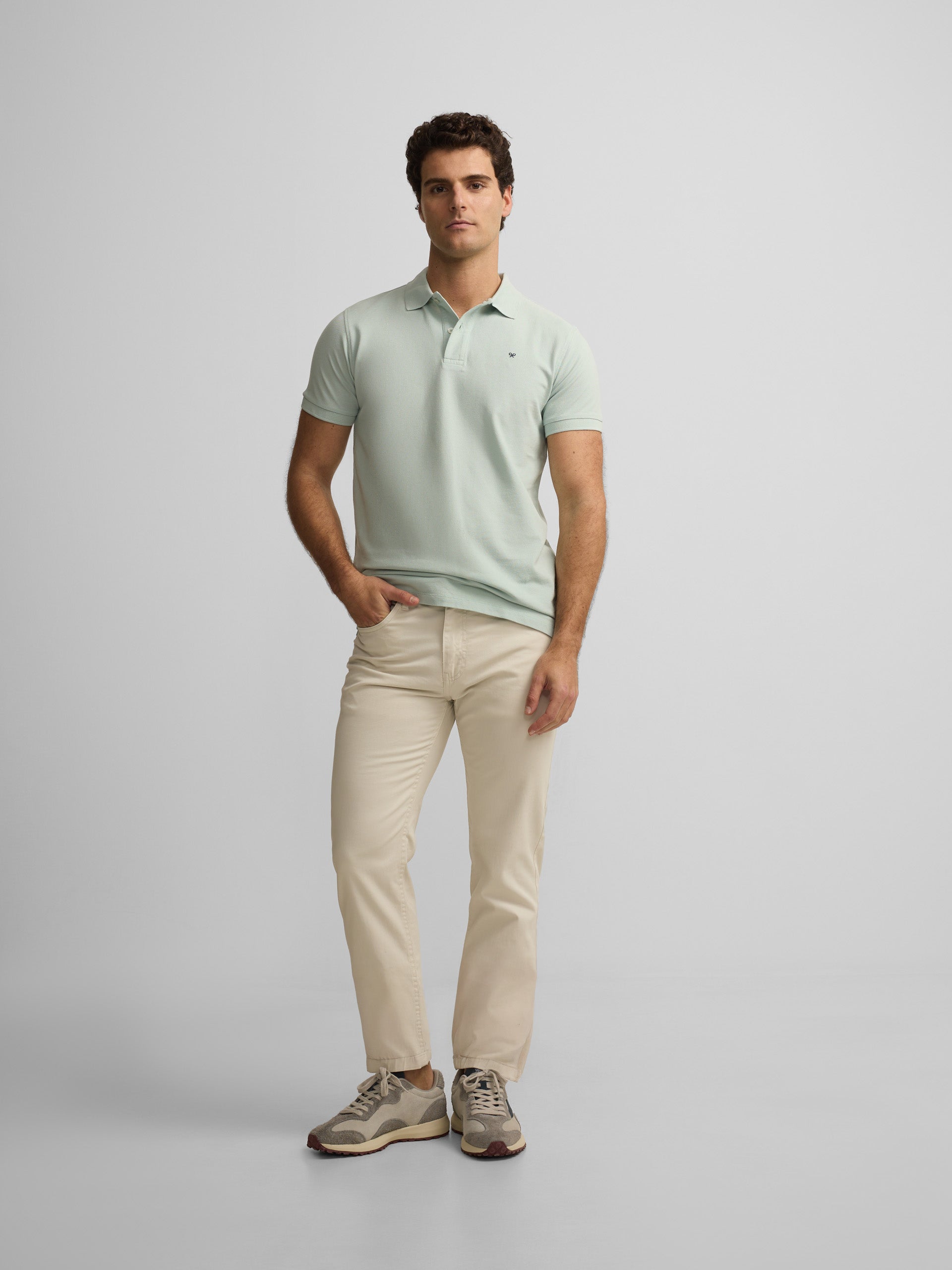 Polo classique uni bleu clair