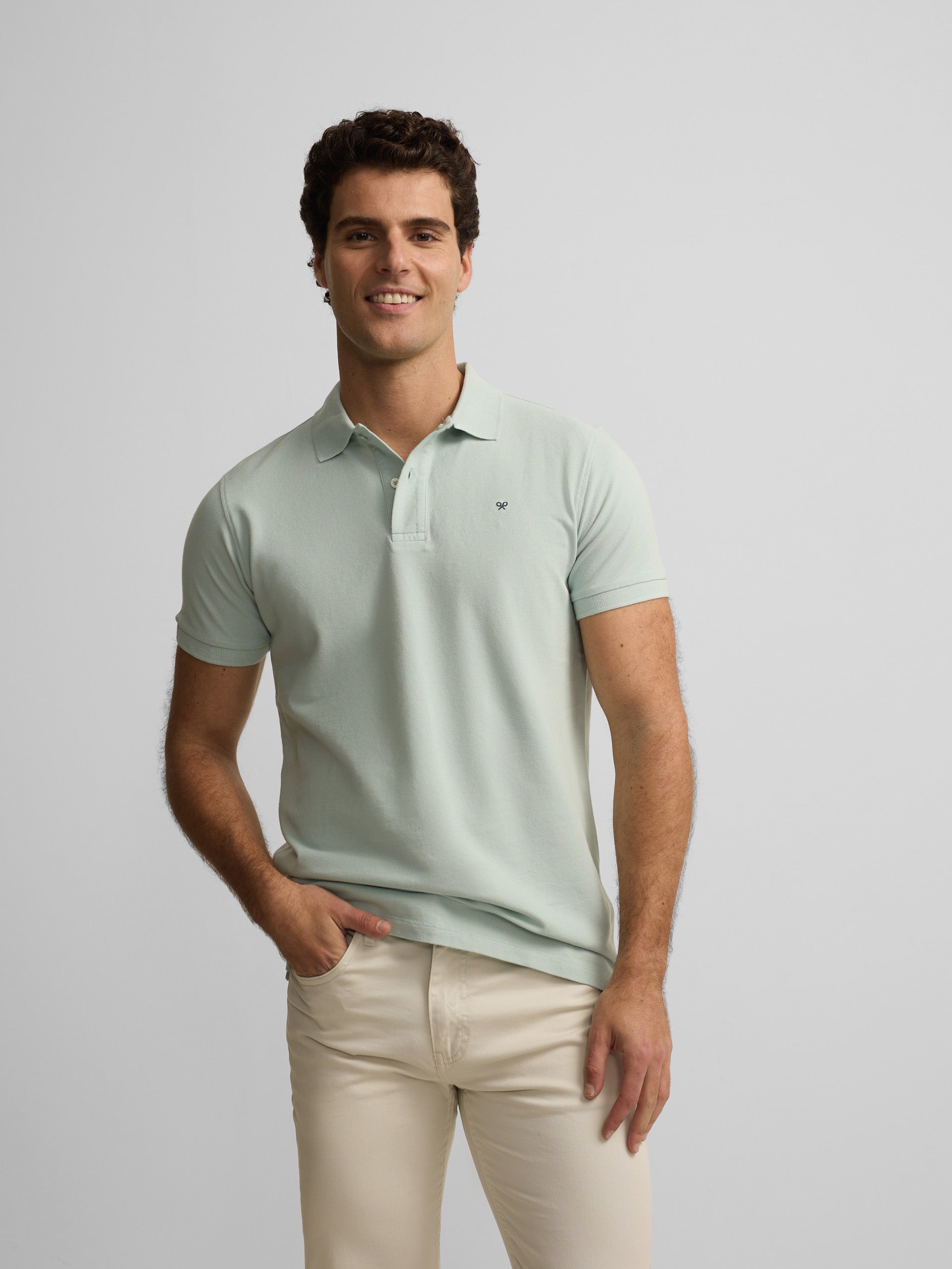 Polo classique uni bleu clair