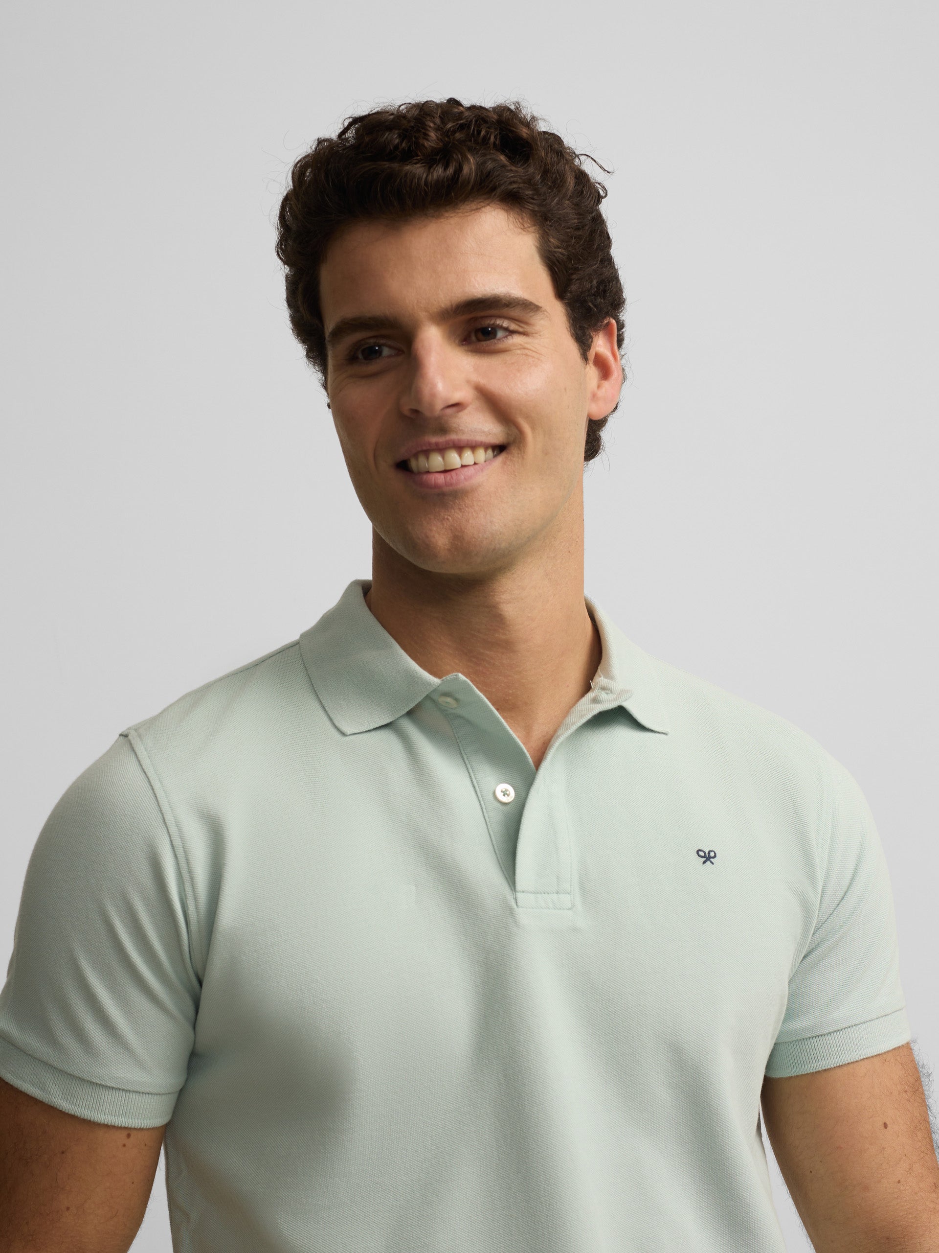 Polo classique uni bleu clair