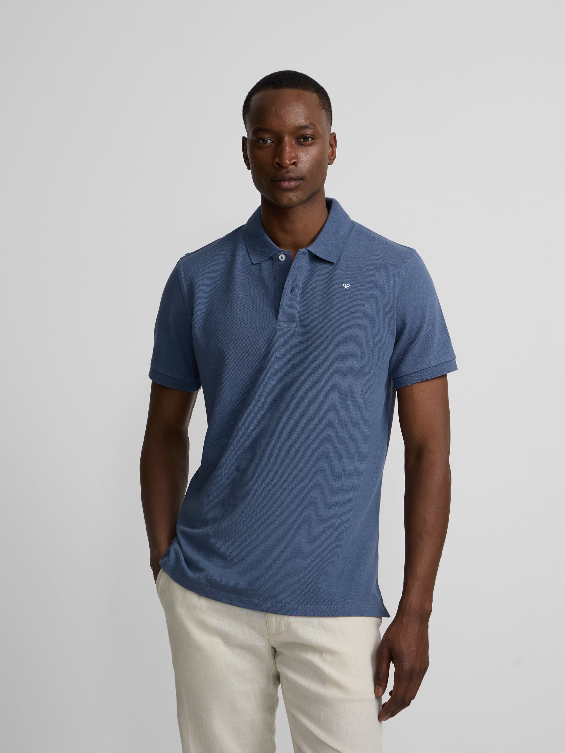 Polo classique uni bleu indigo
