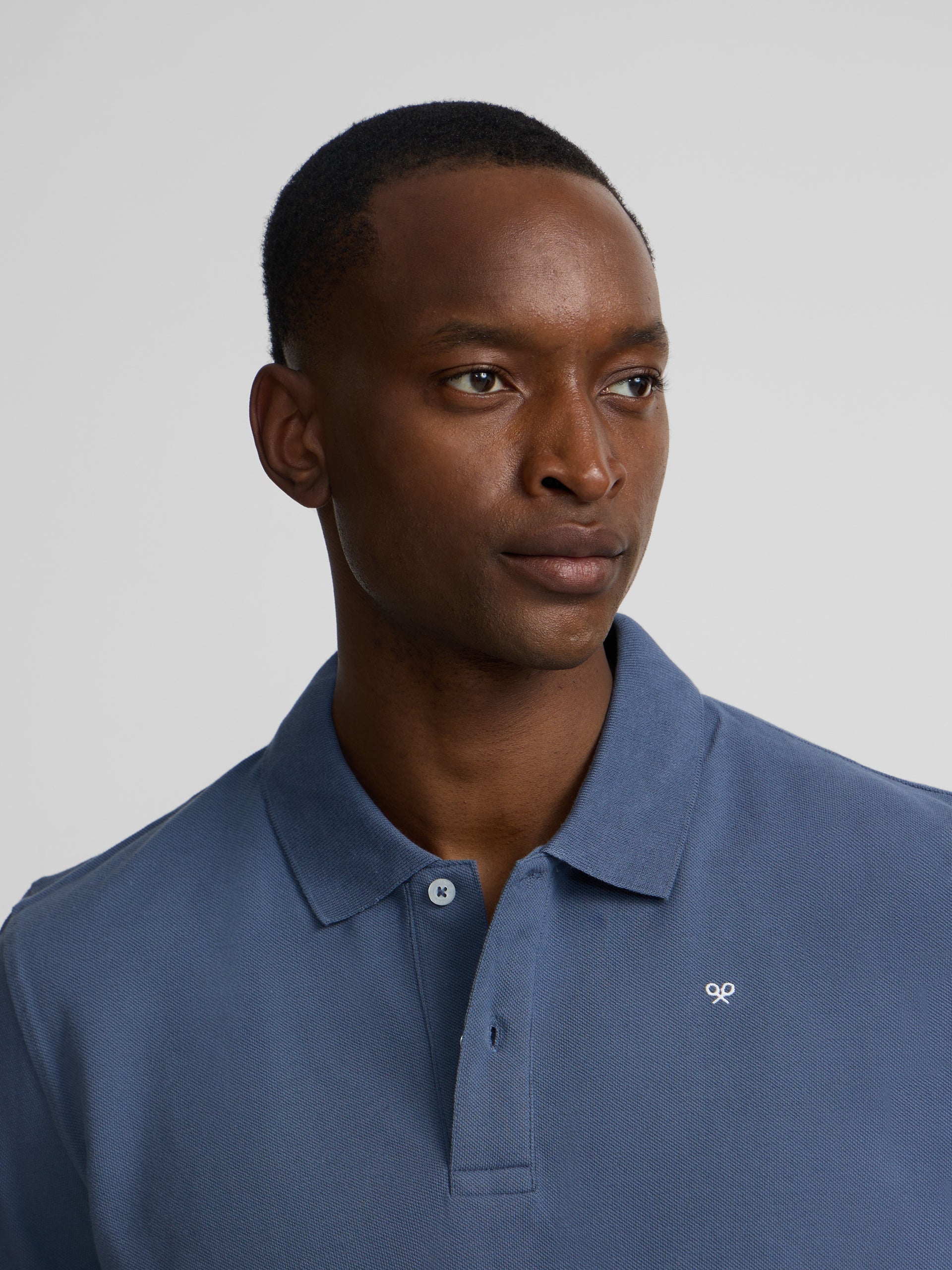 Polo classique uni bleu indigo