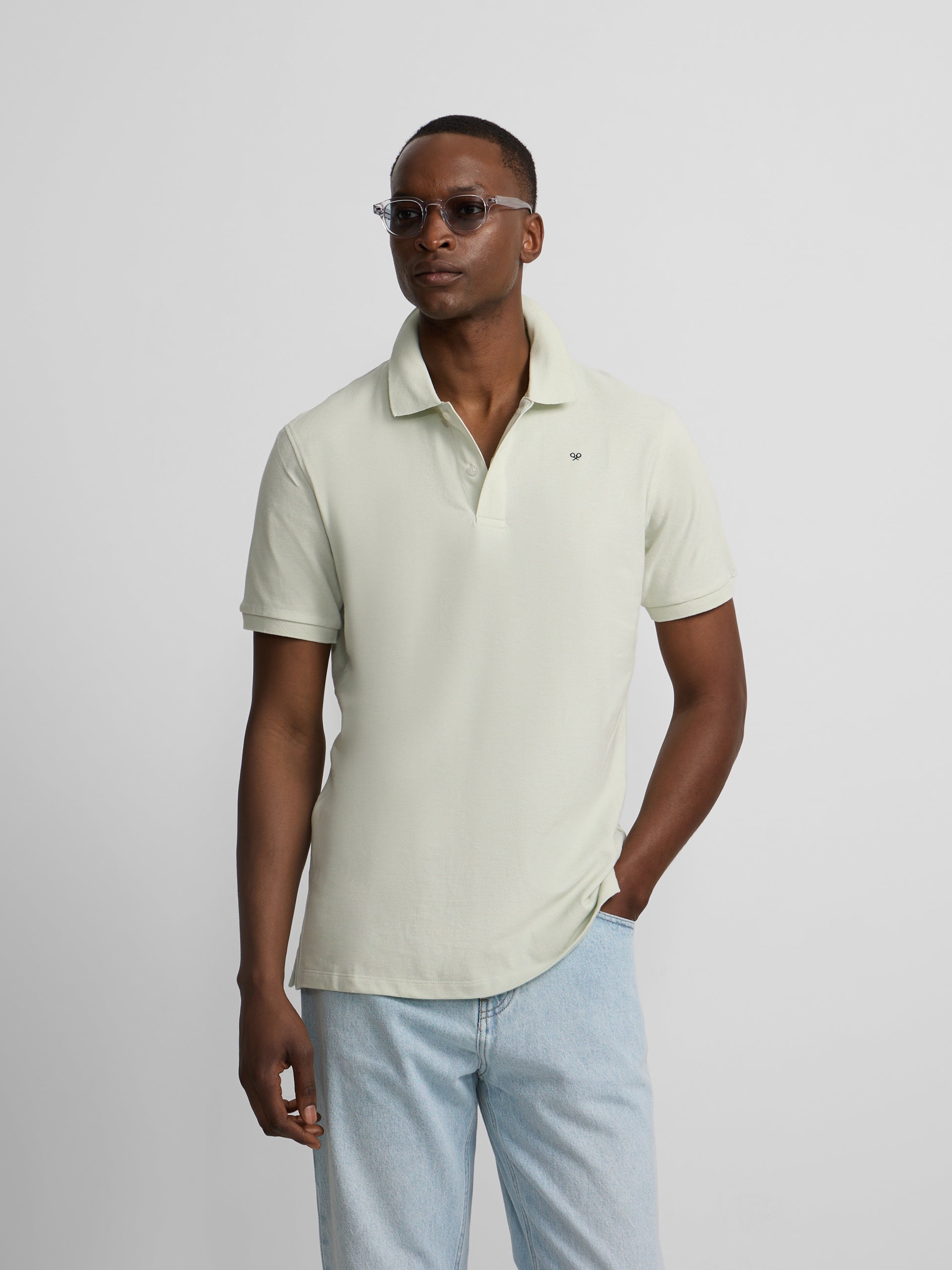 Classic plain light green polo