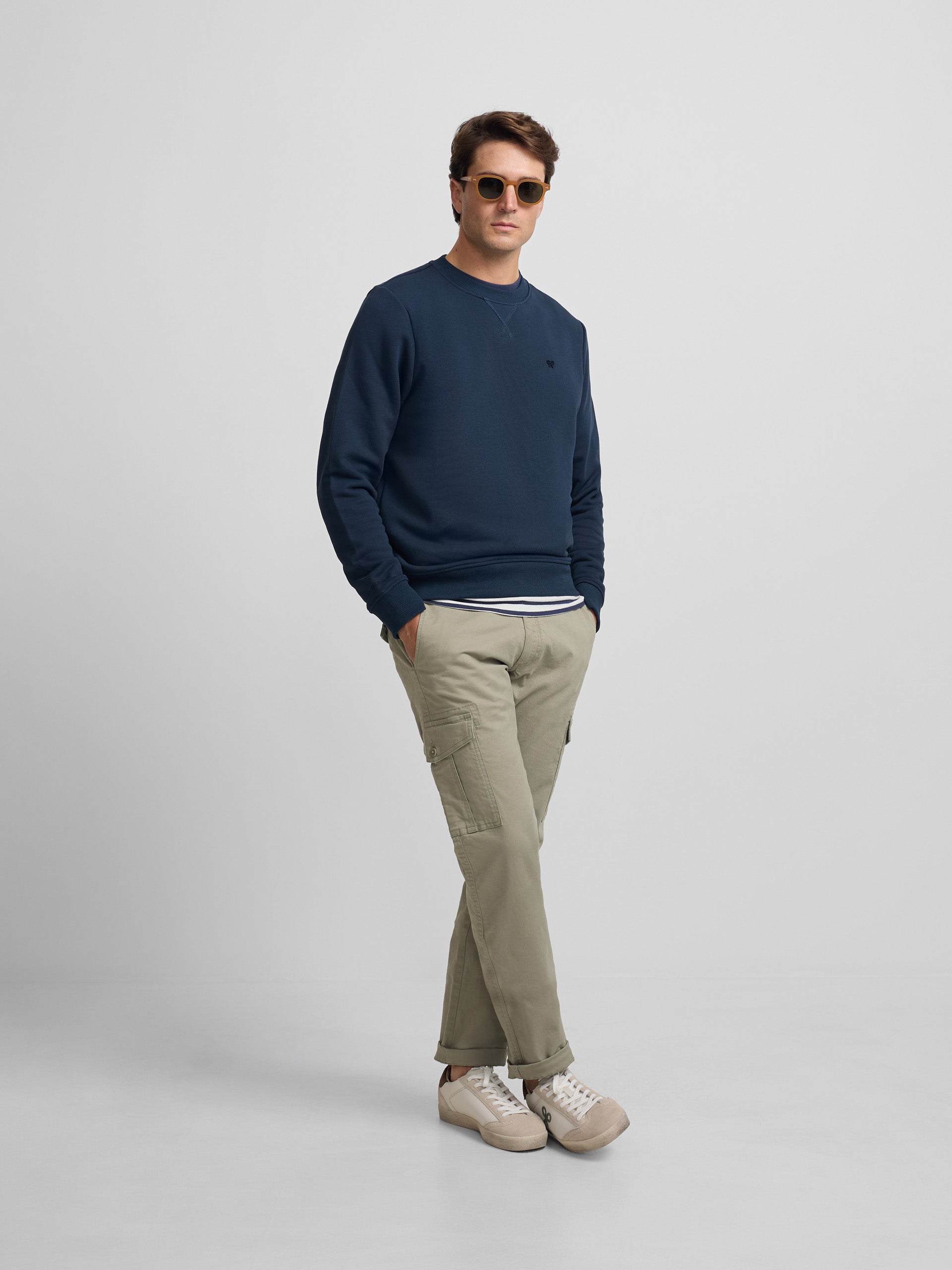 Silbon navy blue sweatshirt with mini terry logo