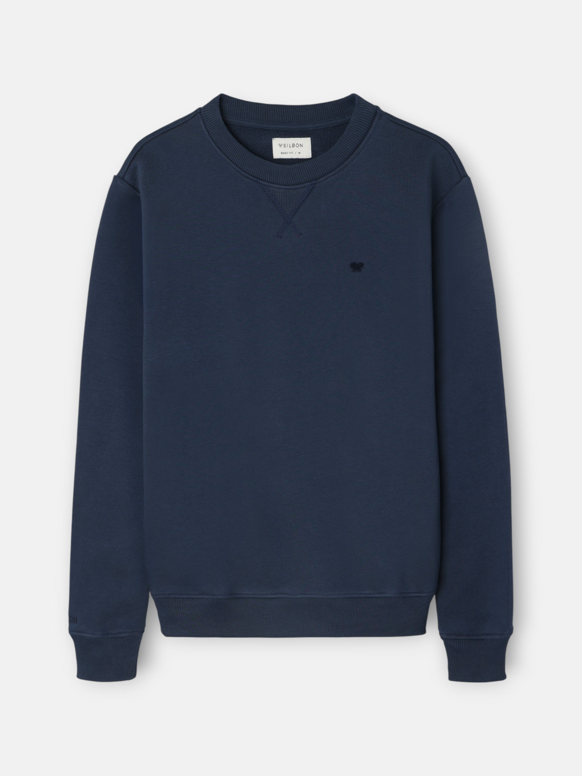 Silbon navy blue sweatshirt with mini terry logo