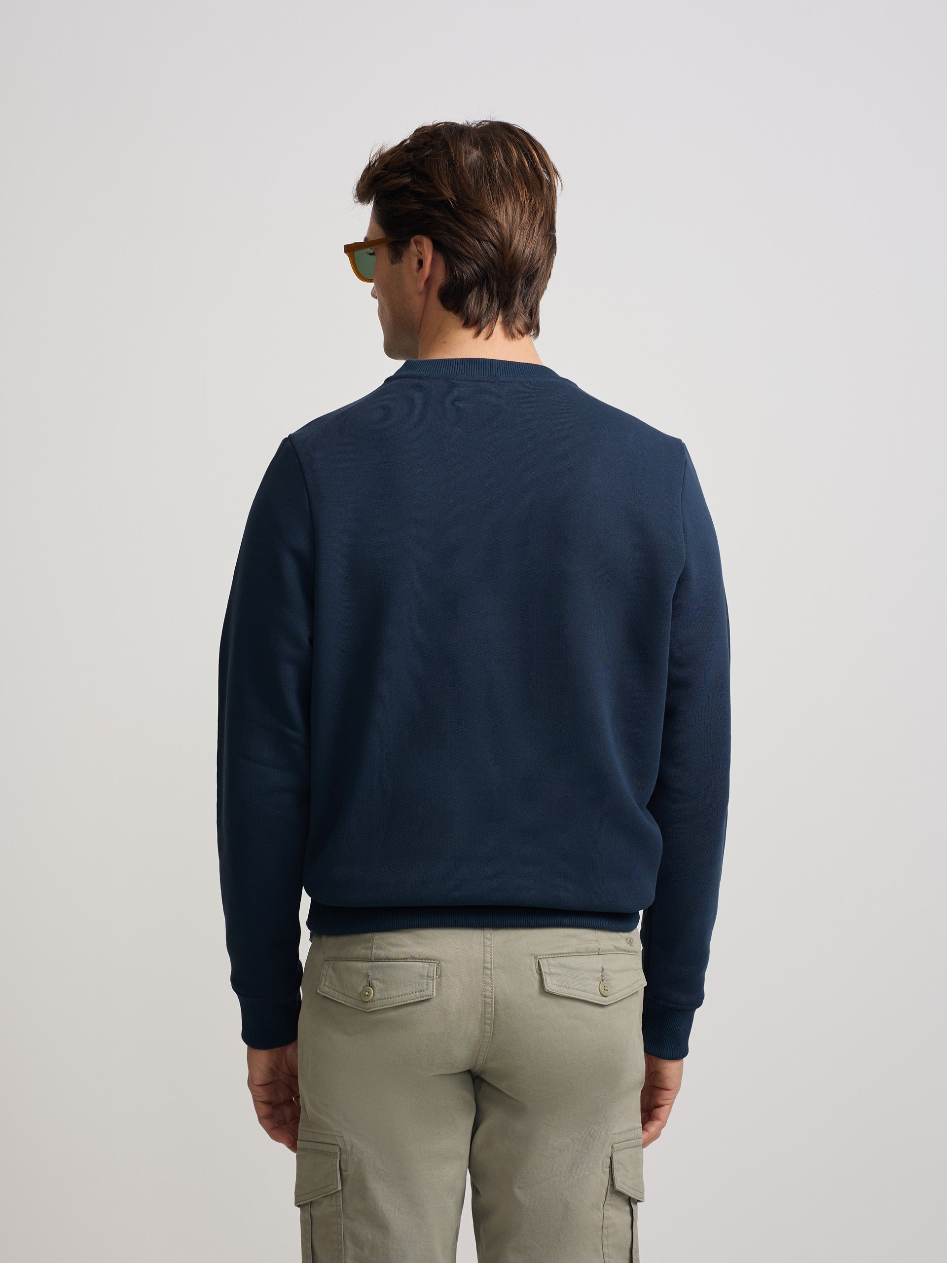 Silbon navy blue sweatshirt with mini terry logo