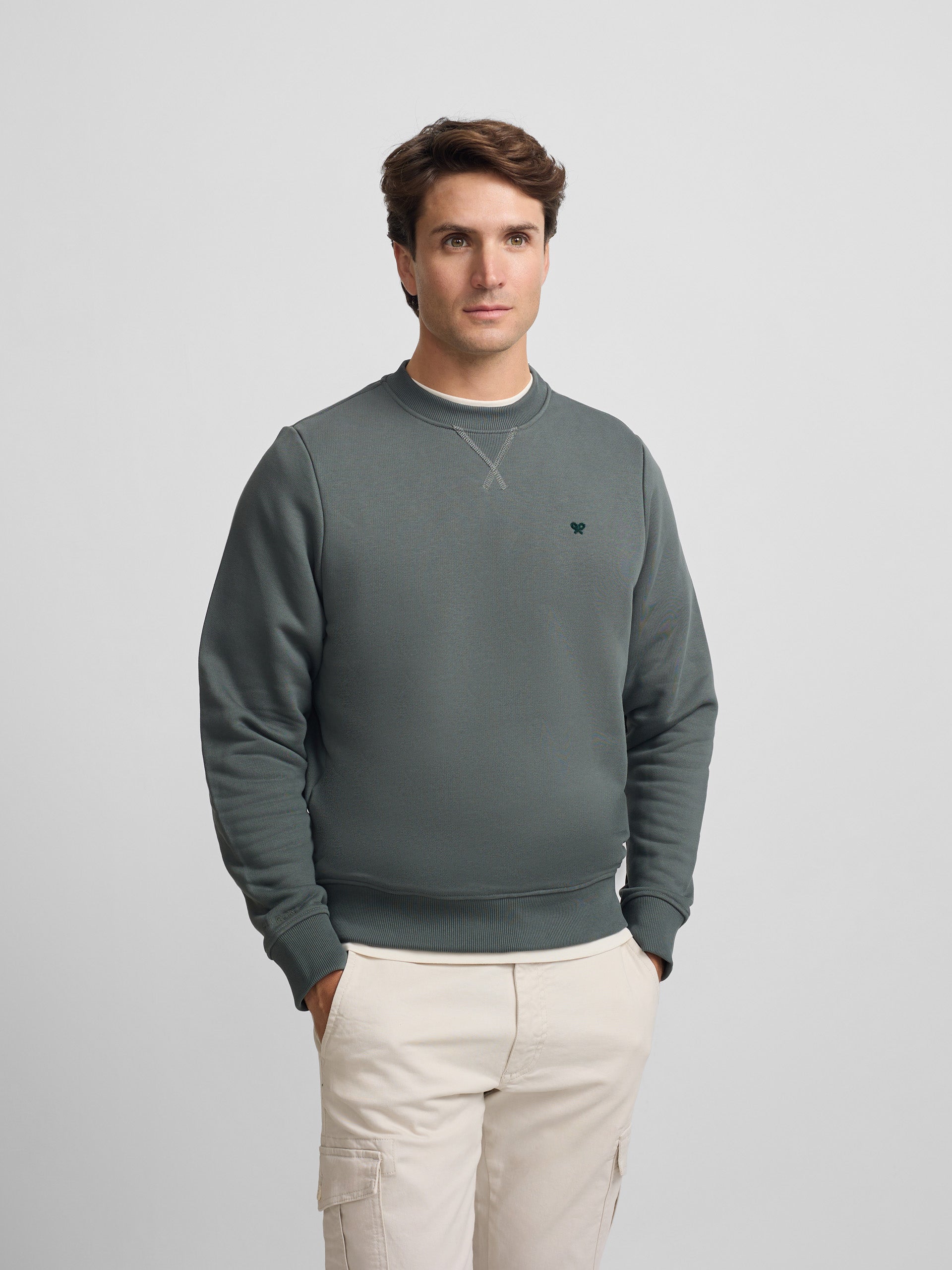 Sudadera Silbon minilogo rizo verde oscuro