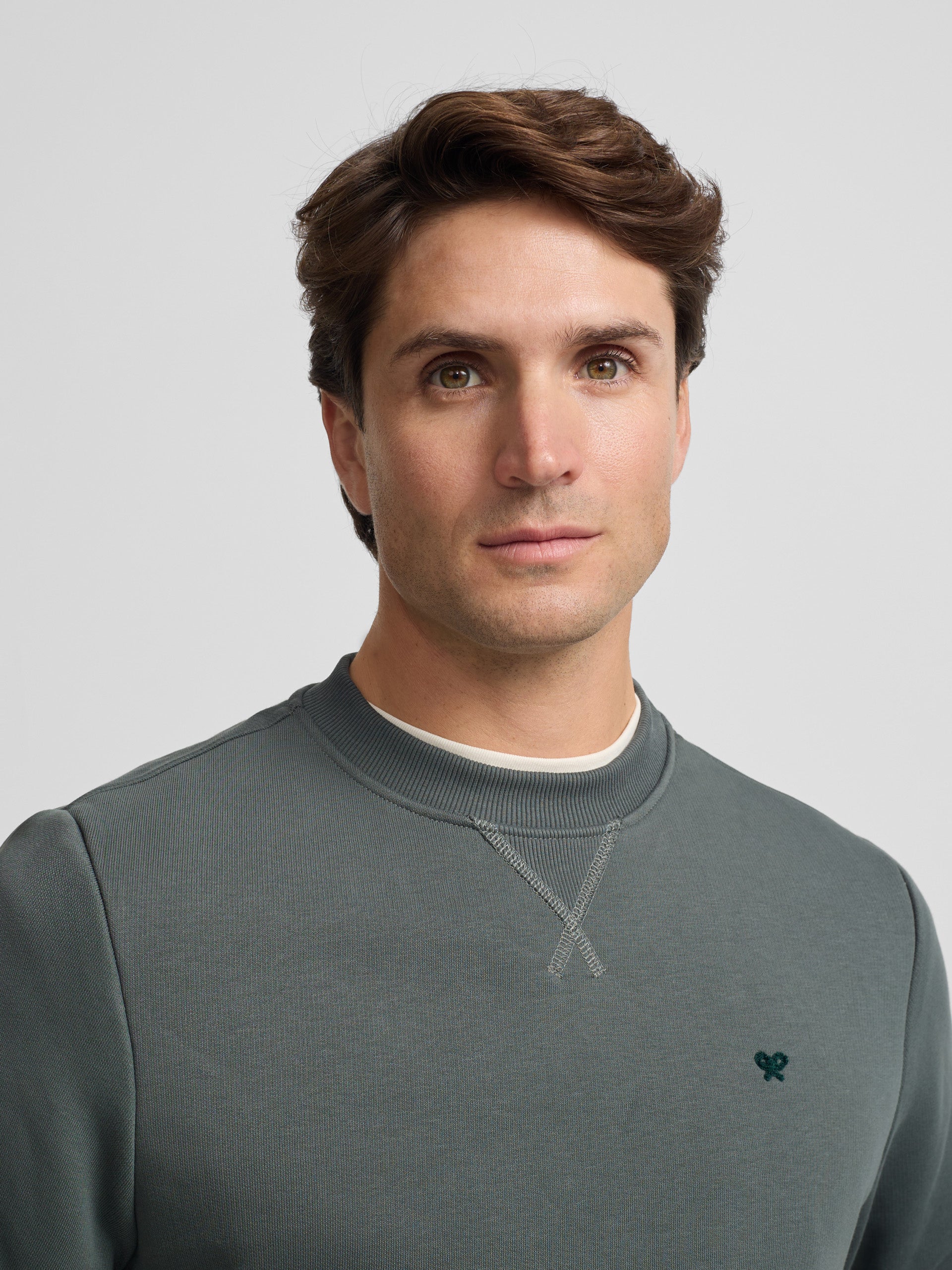 Sudadera Silbon minilogo rizo verde oscuro