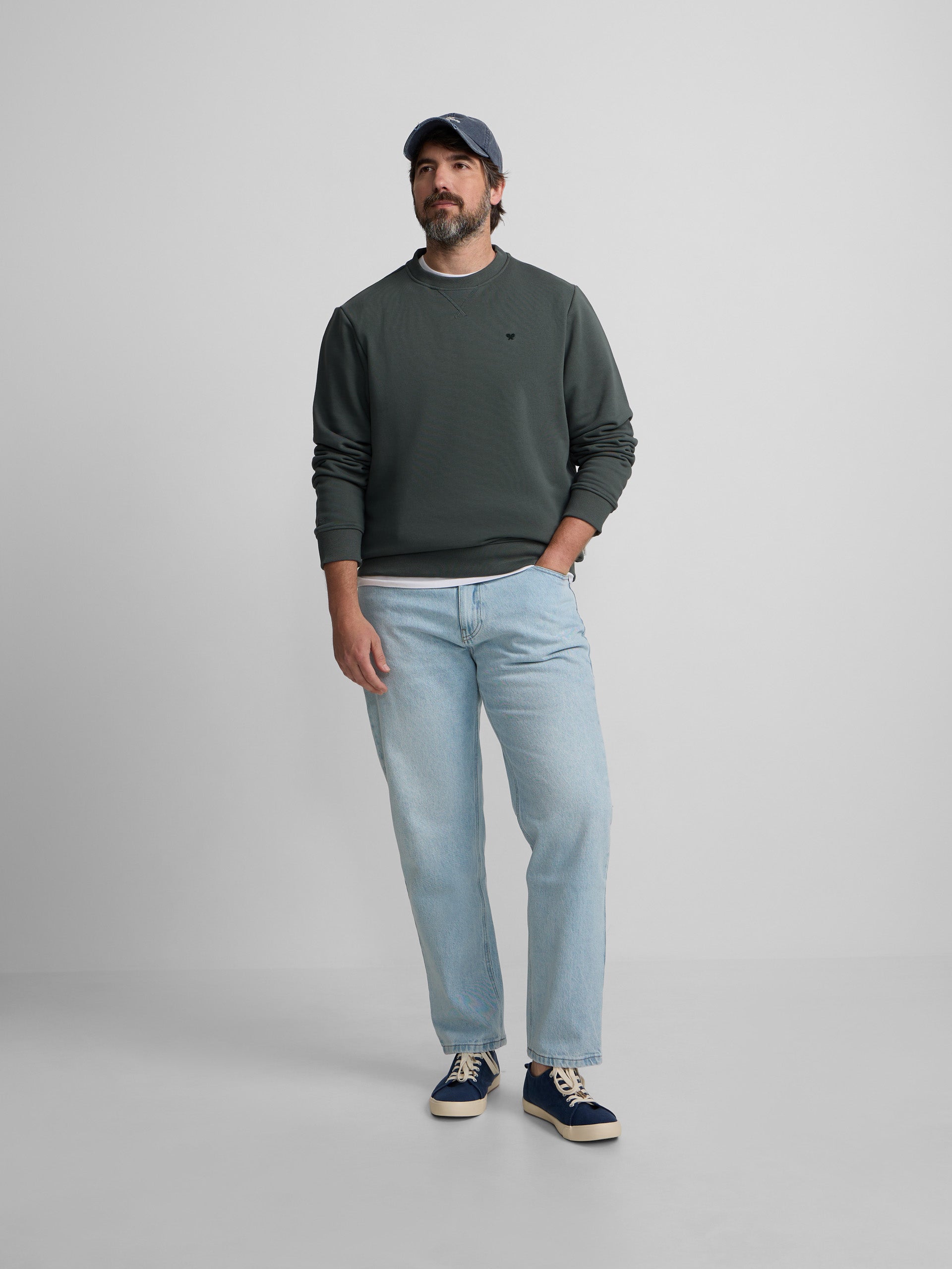 Sudadera Silbon minilogo rizo verde oscuro