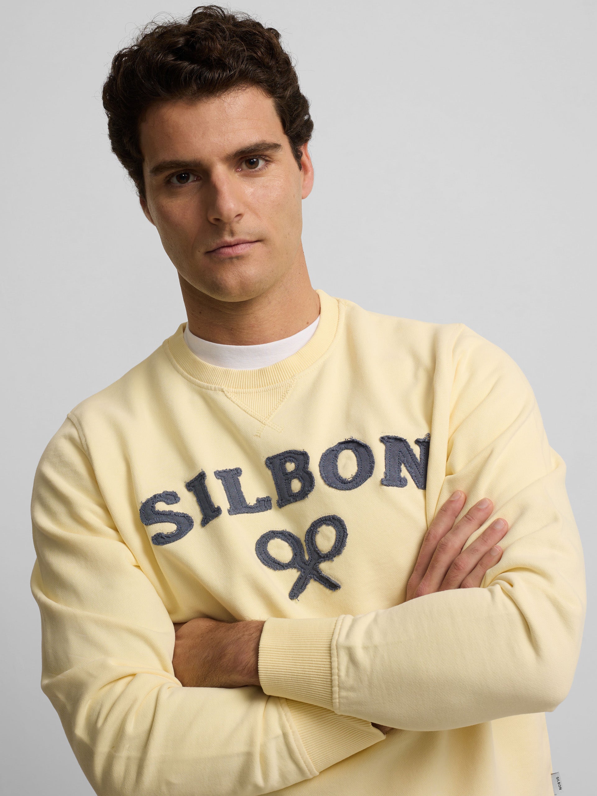 Silbon yellow half racket sweatshirt