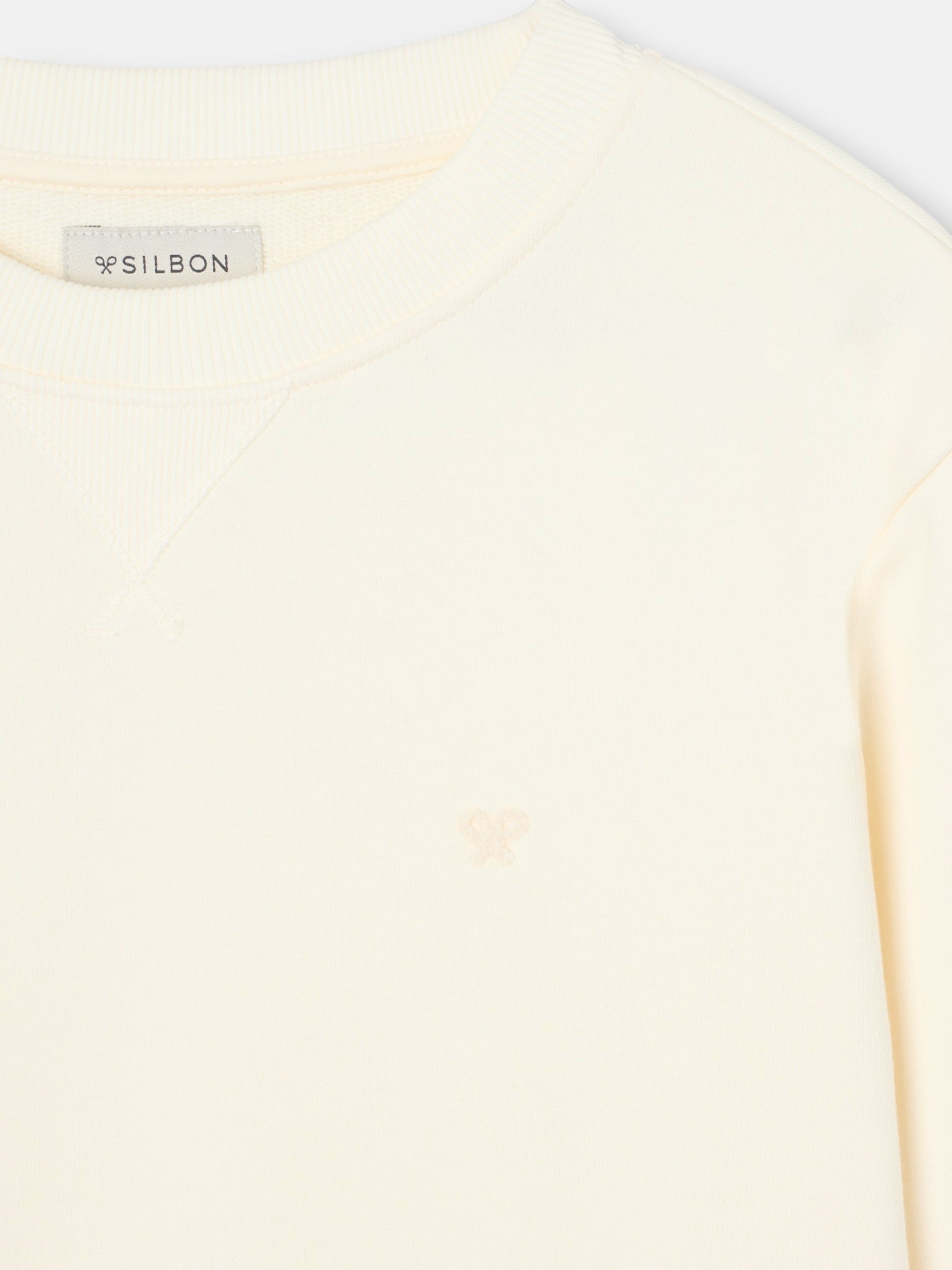 Sudadera Silbon minilogo rizo crema