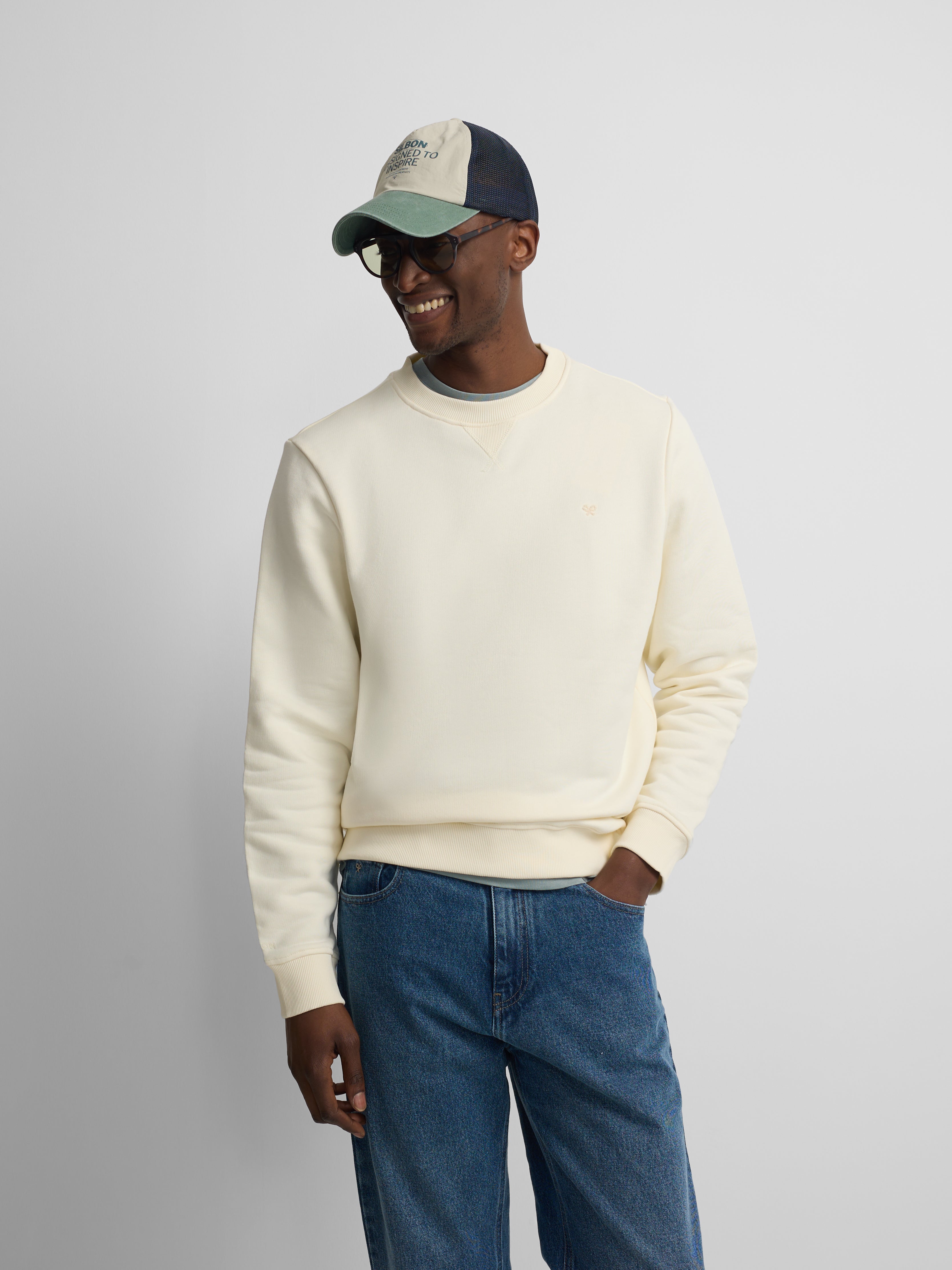Sudadera Silbon minilogo rizo crema