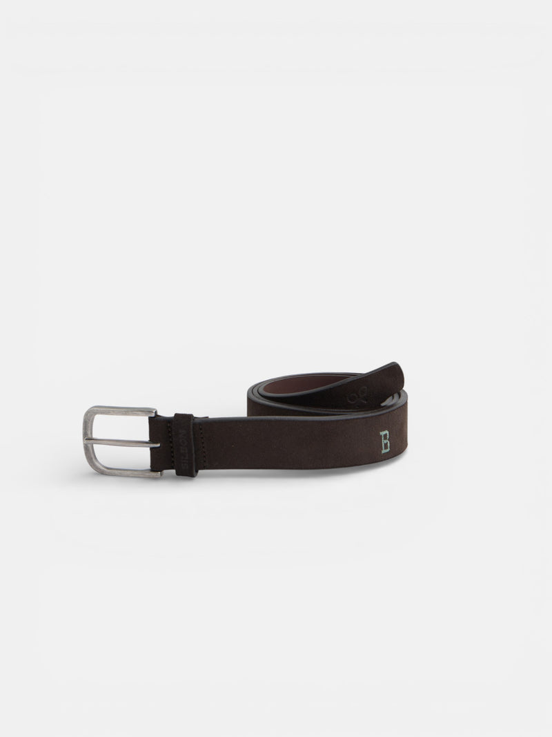Ceinture en cuir suédé brodée de couleurs