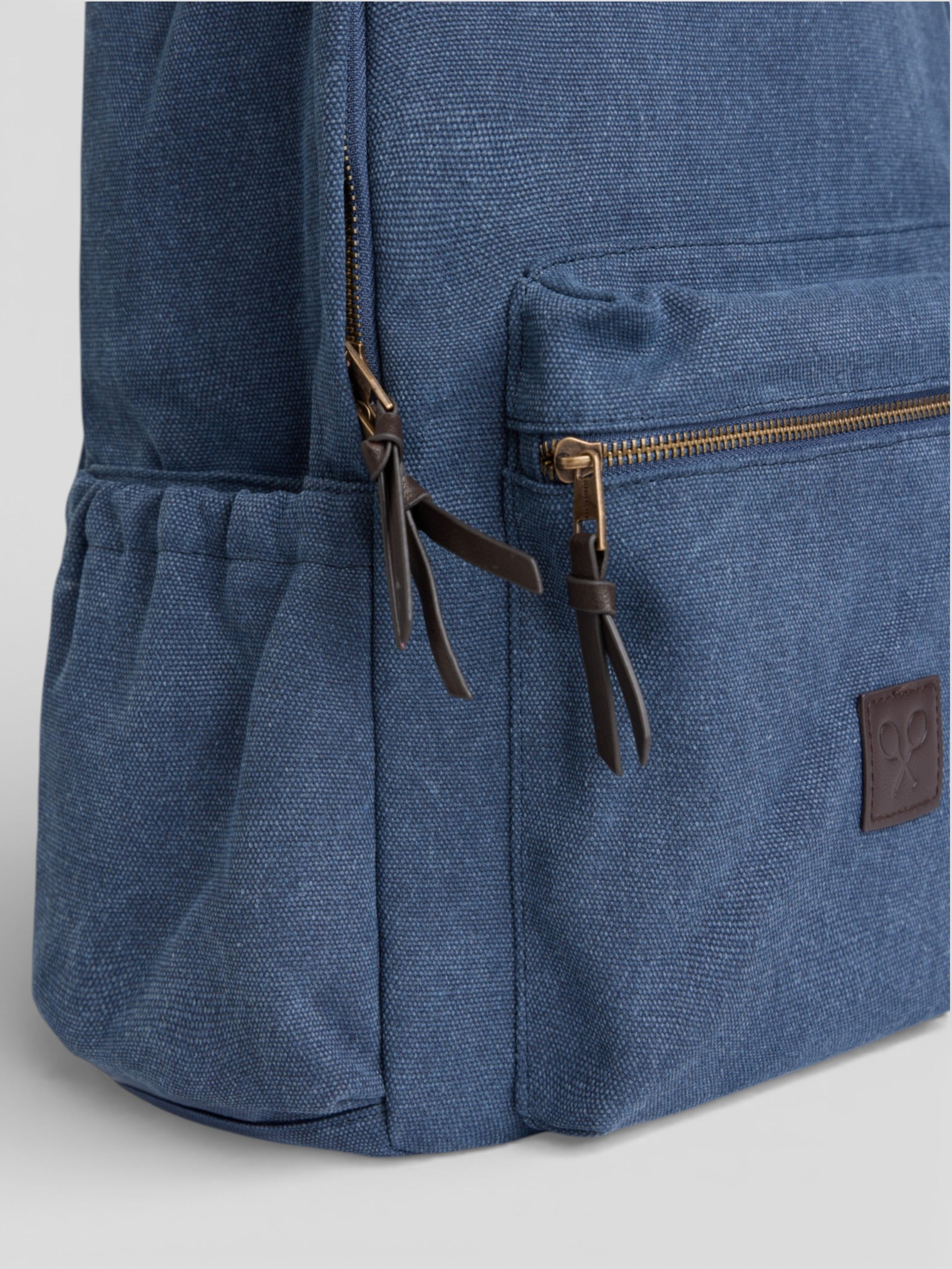 Navy blue leather detail backpack