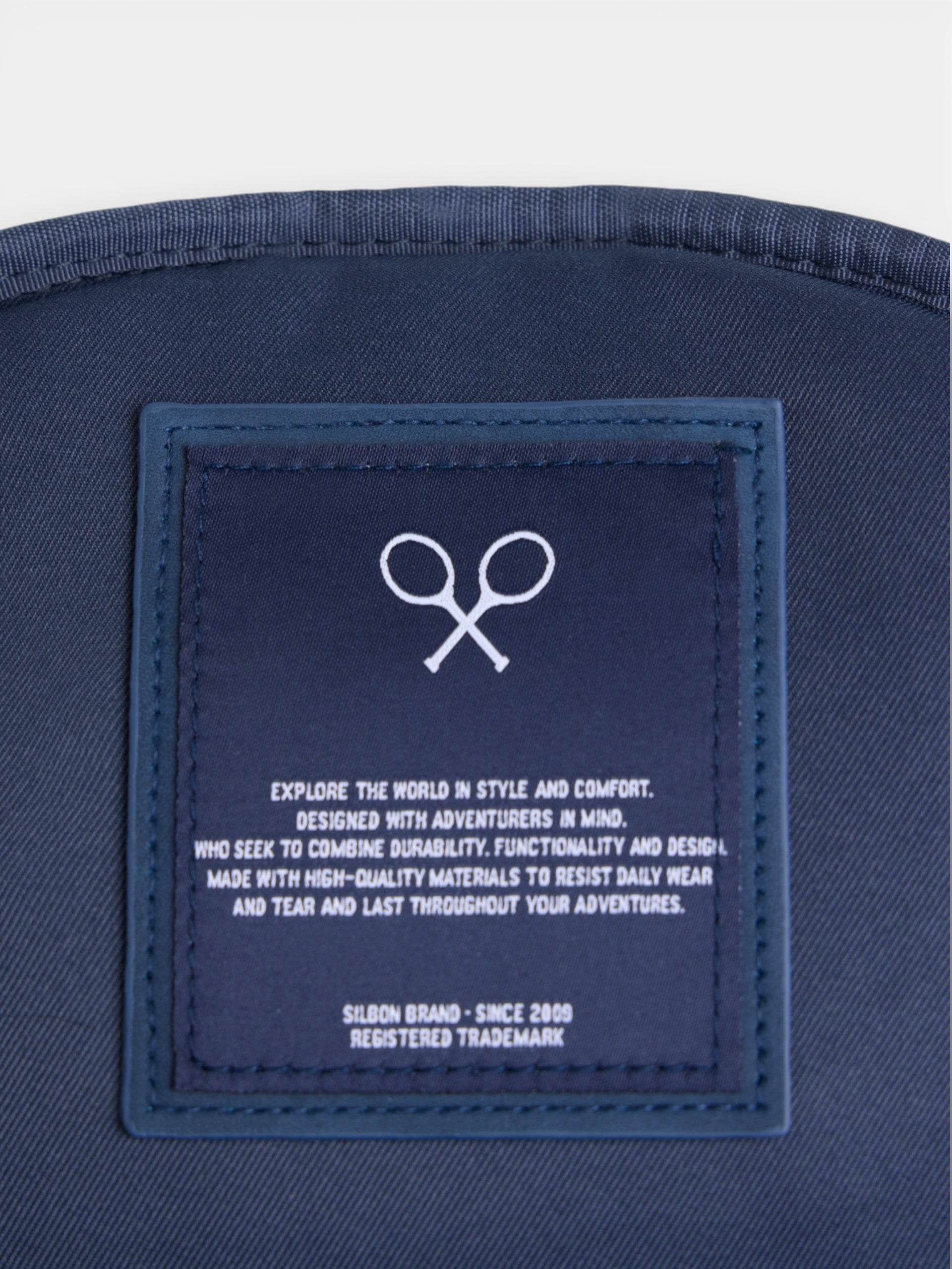 Navy blue leather detail backpack