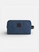 Navy blue leather detail toiletry bag