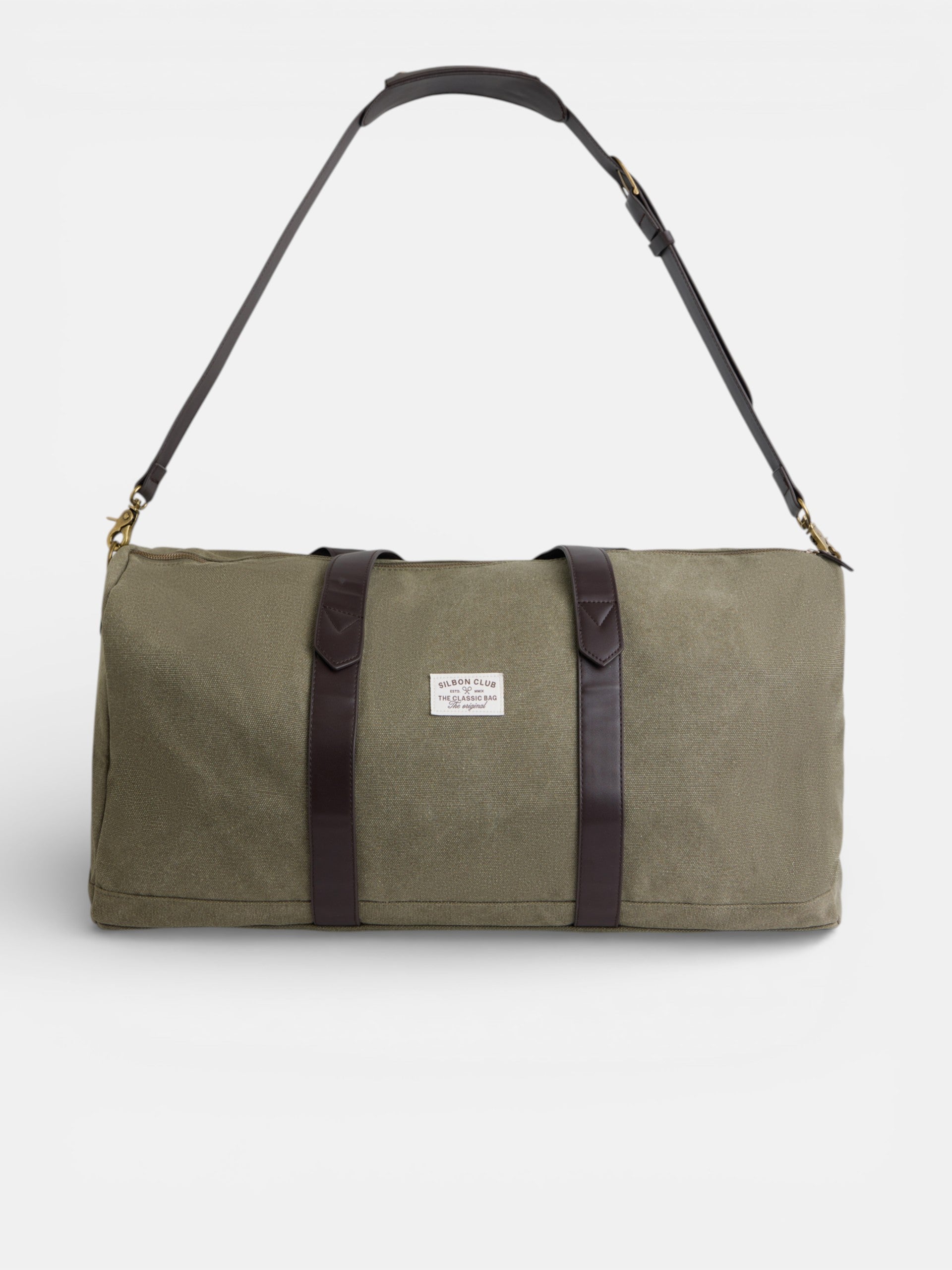 Sac de voyage avec détail en cuir vert