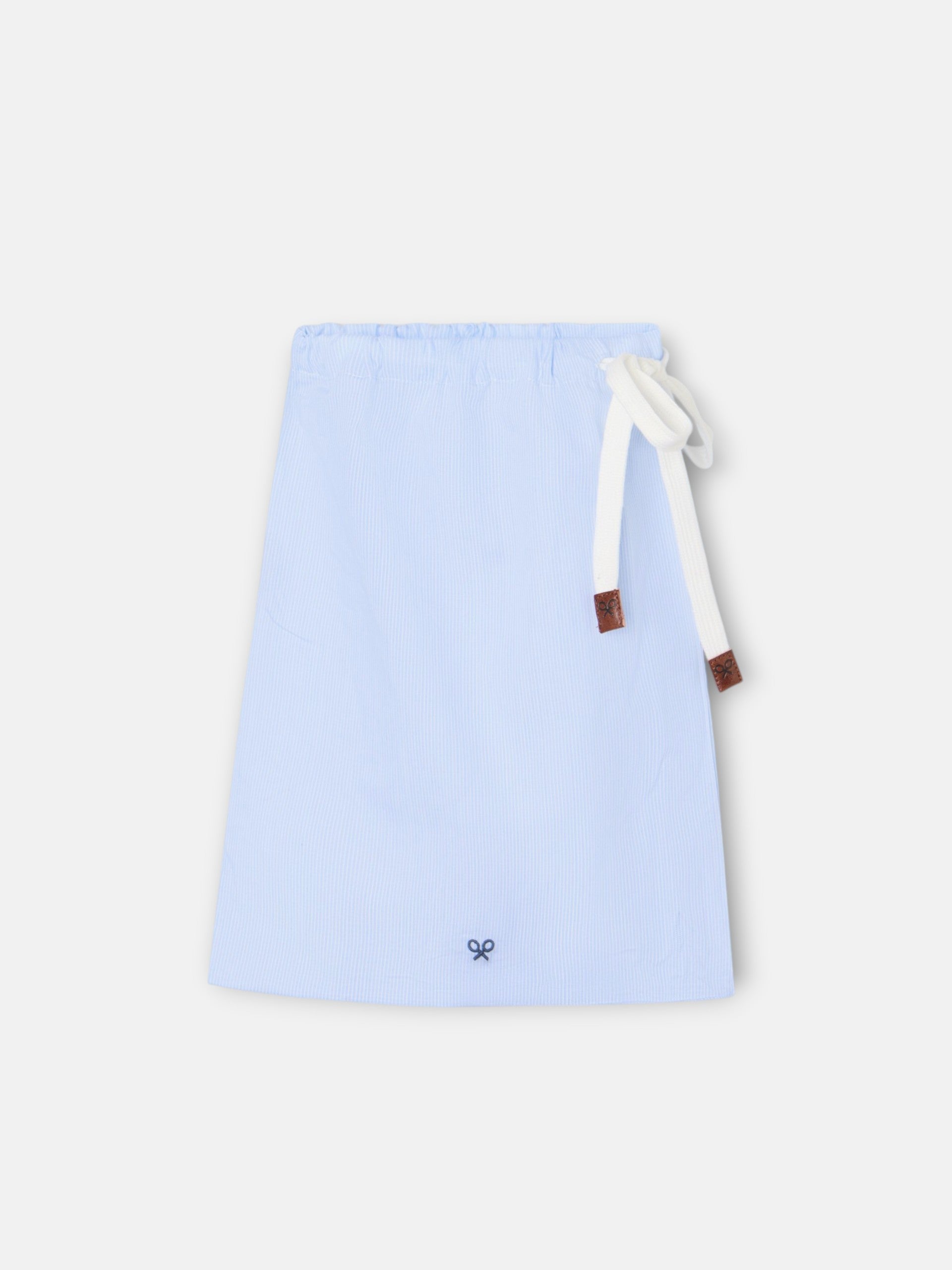 Short pajamas with navy blue striped pocket