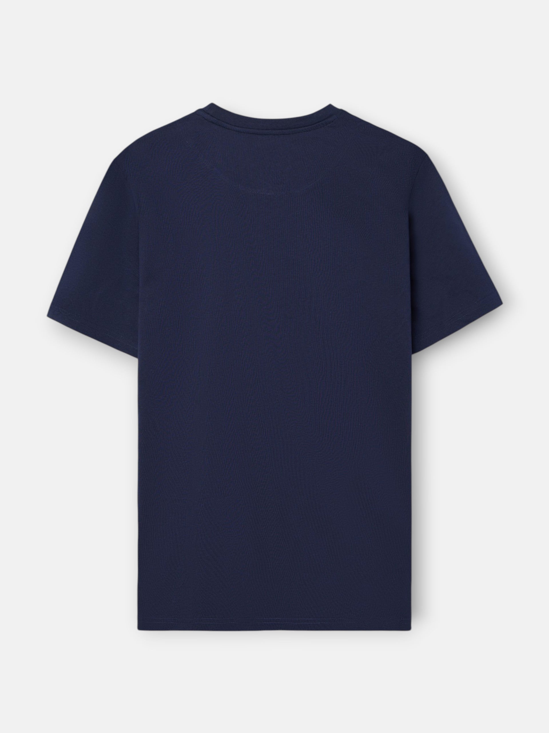 Short pajamas with navy blue striped pocket