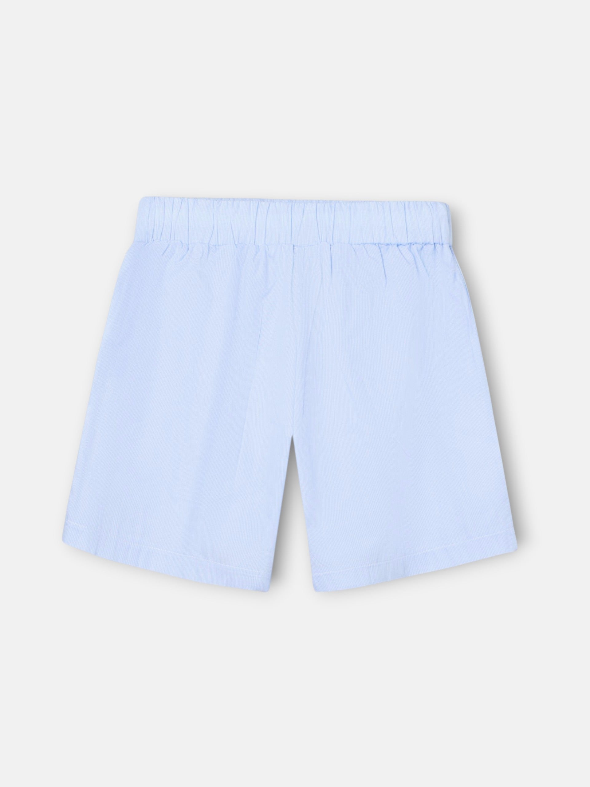 Short pajamas with navy blue striped pocket