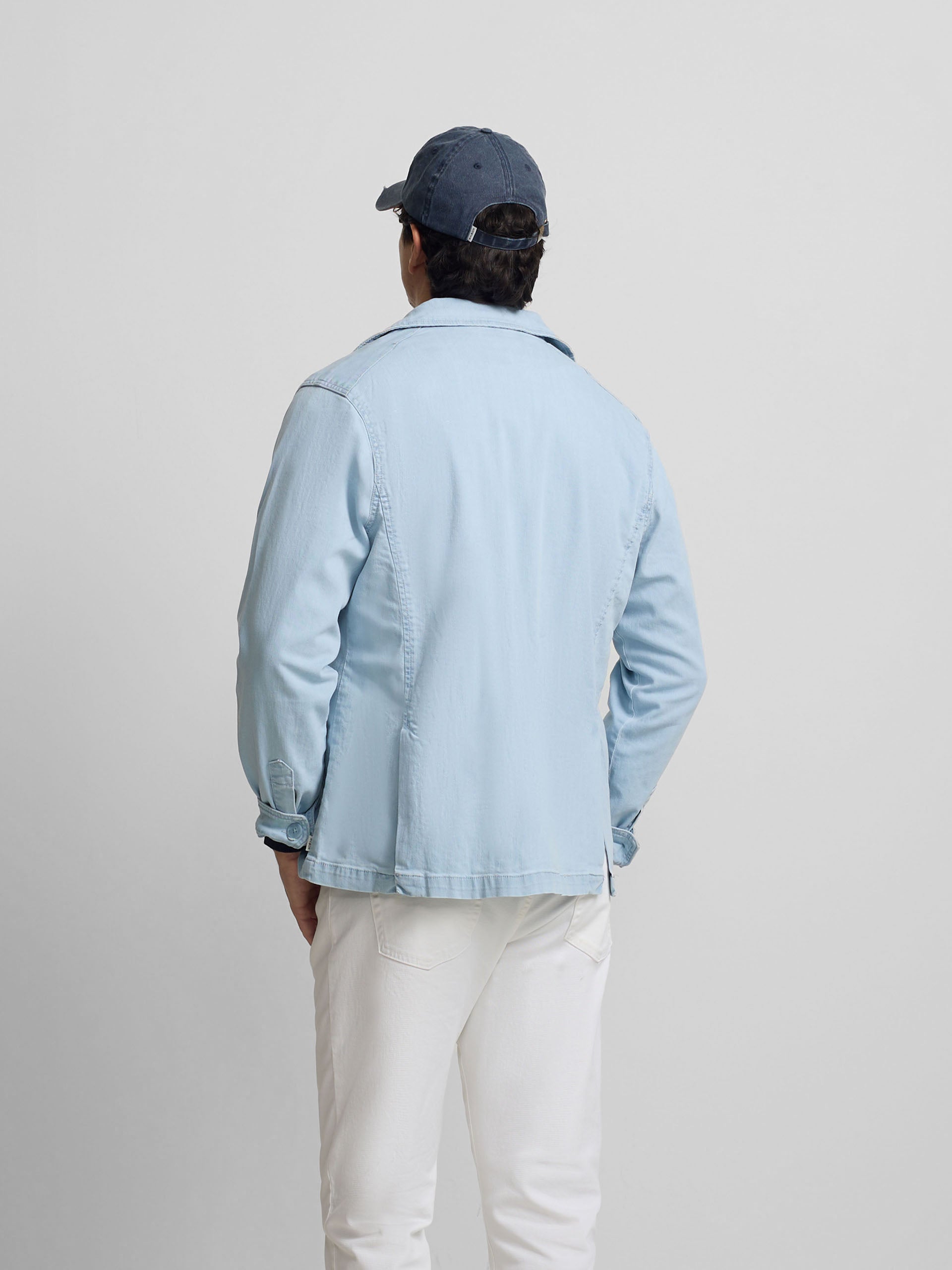 Semiblazer bolsillos denim azul claro