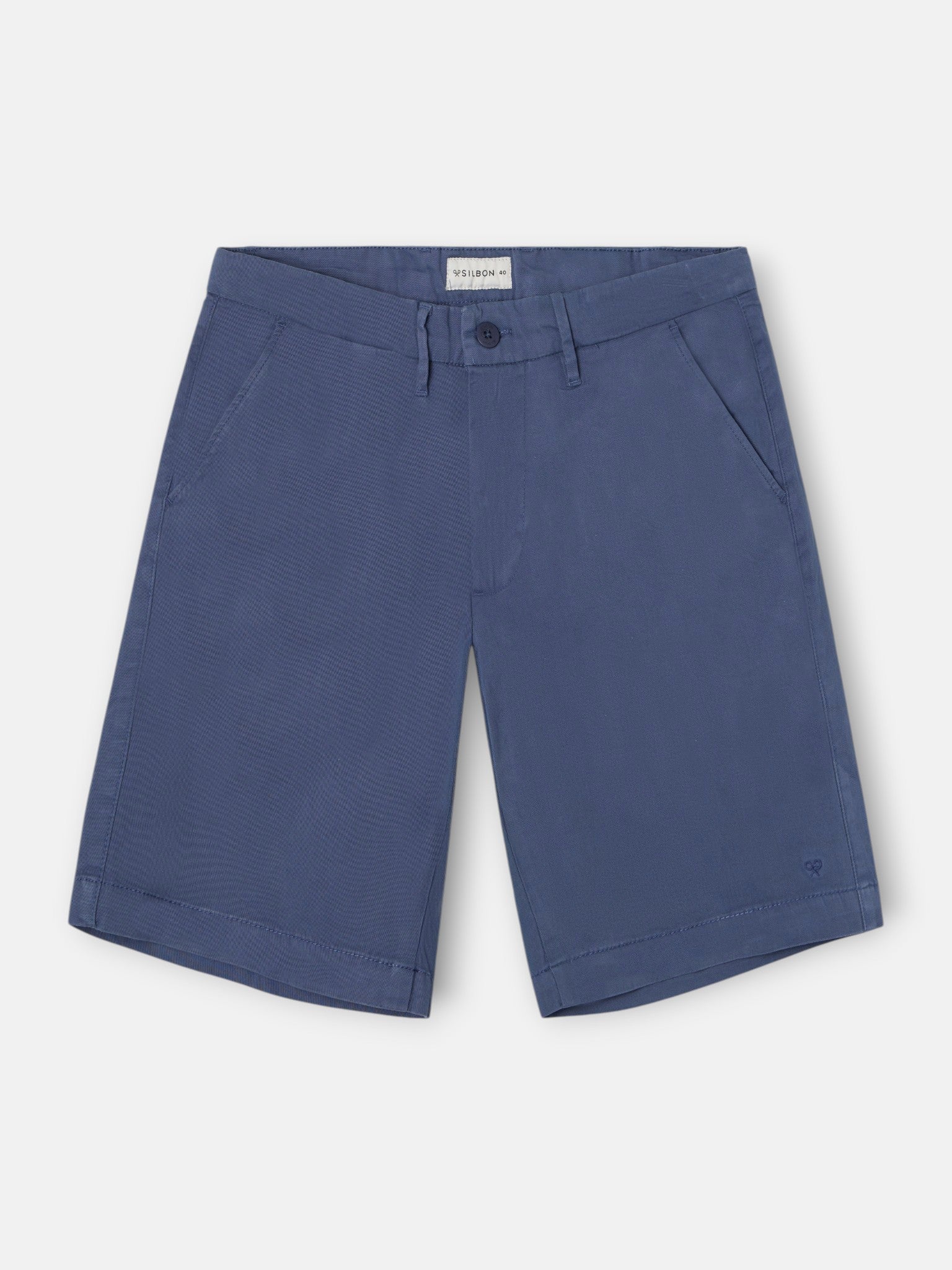 Plain indigo blue Bermuda shorts