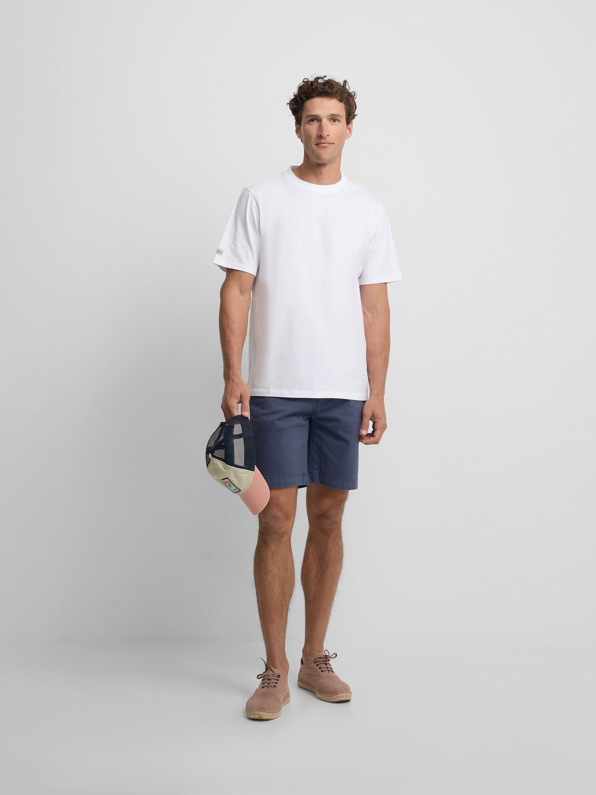 Plain indigo blue Bermuda shorts
