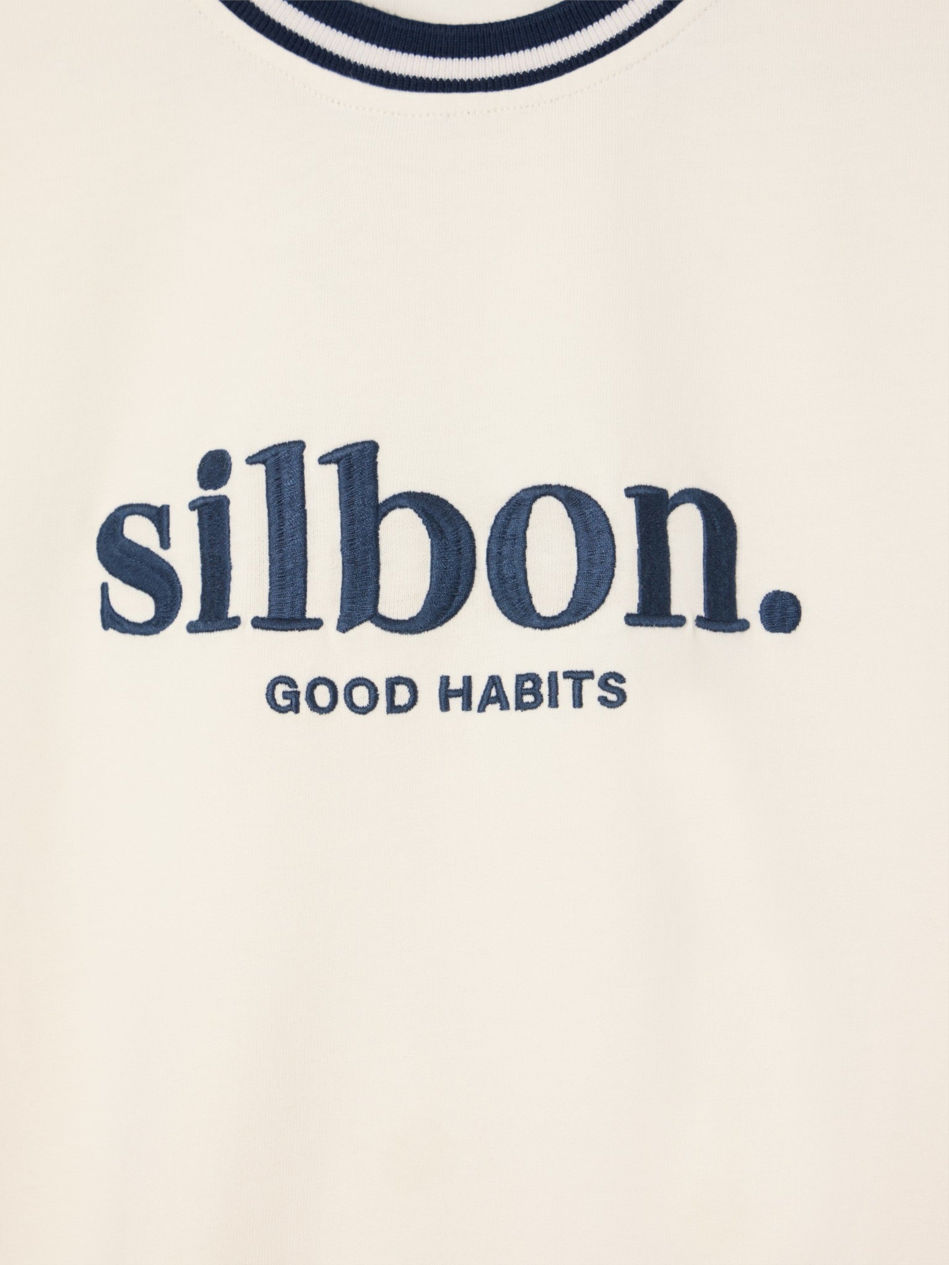 Good habits cream navy blue t-shirt