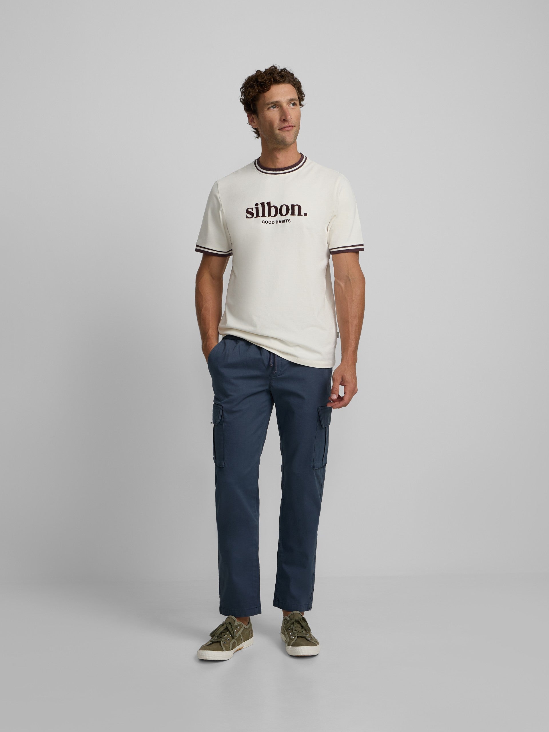 Good habits cream burgundy t-shirt