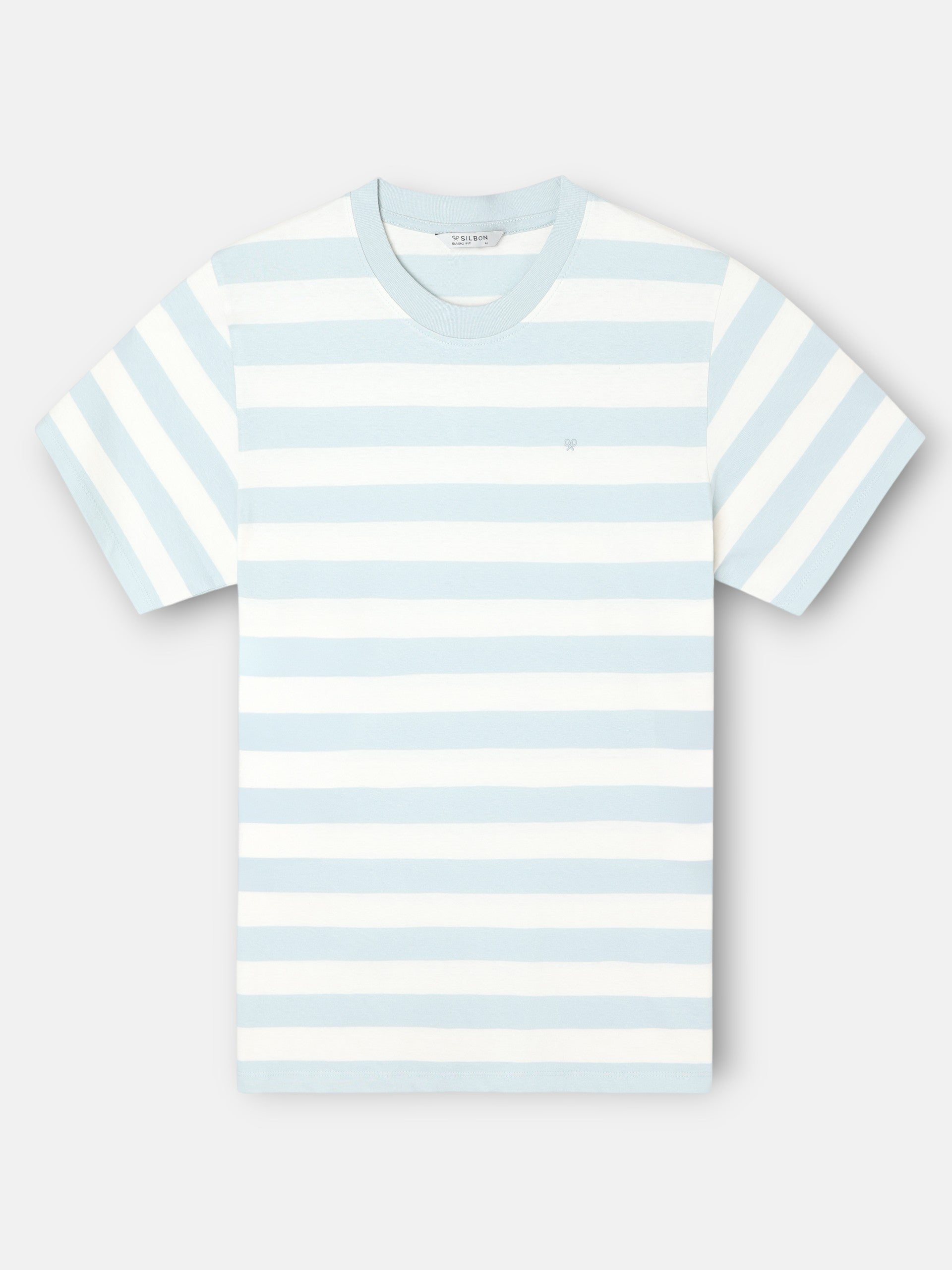 Camiseta minilogo rayas aguamarina
