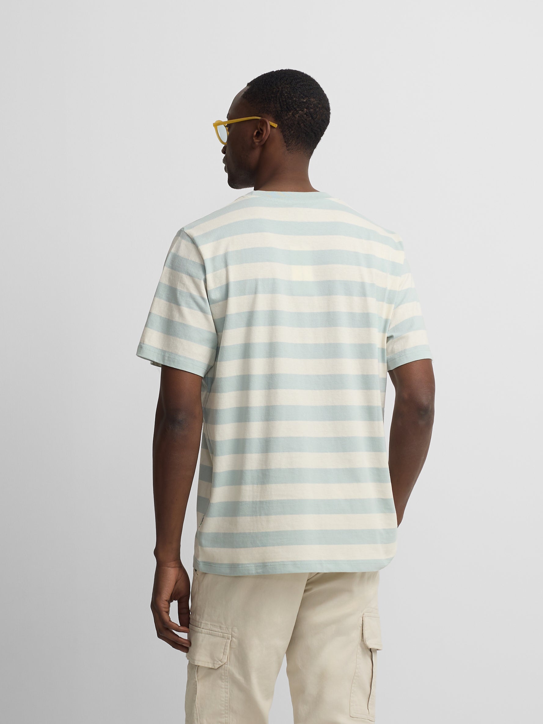Camiseta minilogo rayas aguamarina