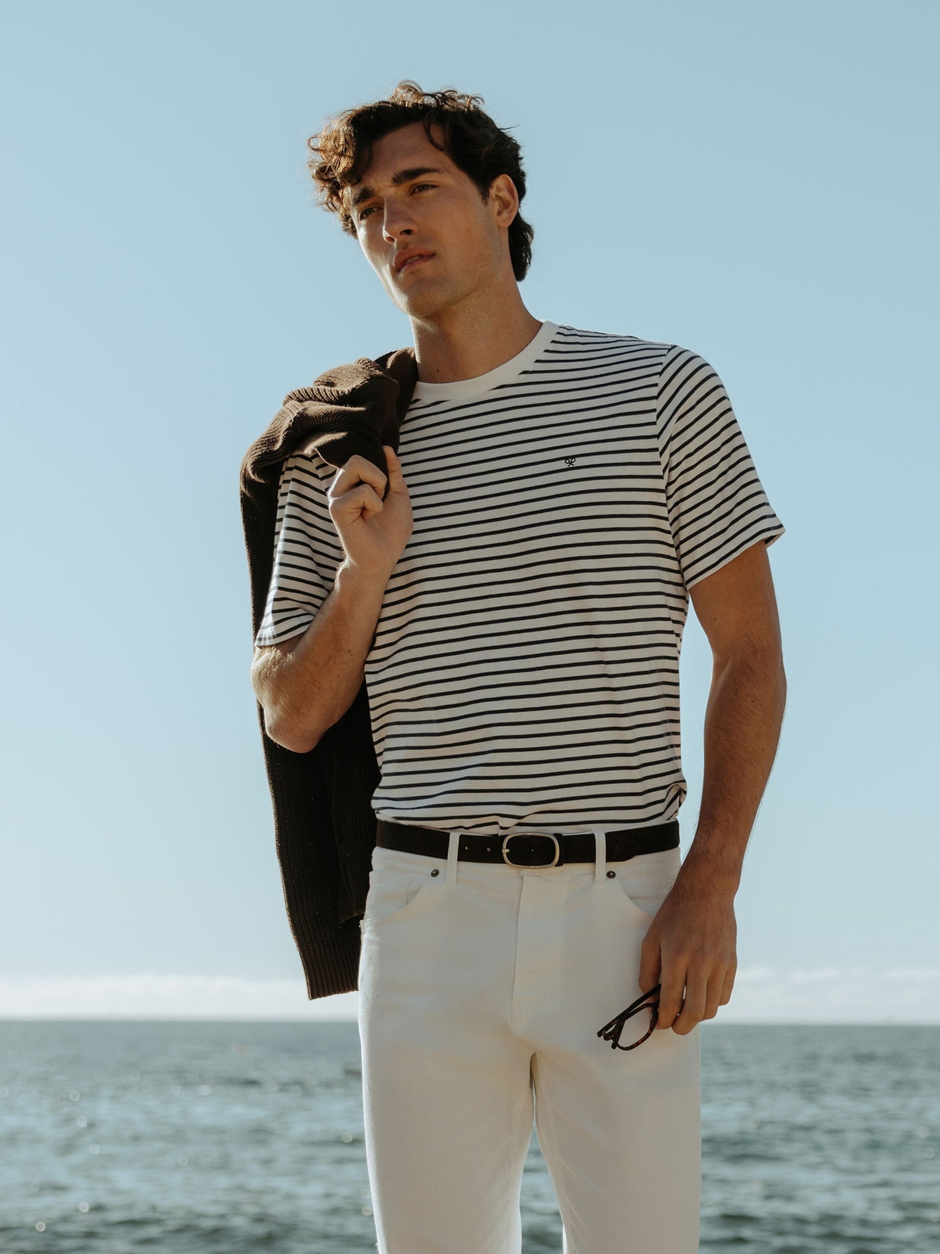 T-shirt à fines rayures cruise blanche