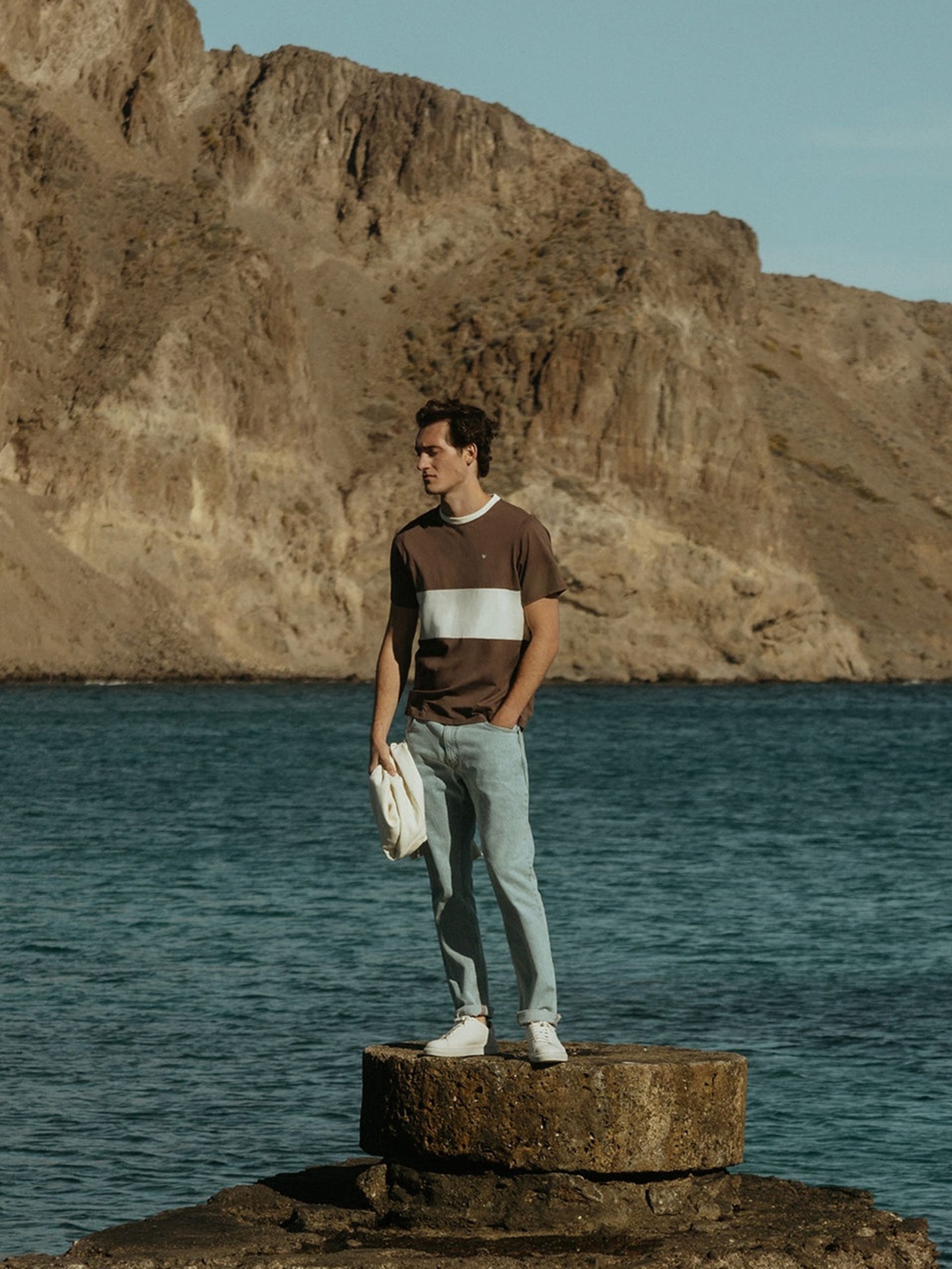 Camiseta raya horizontal cruise marron