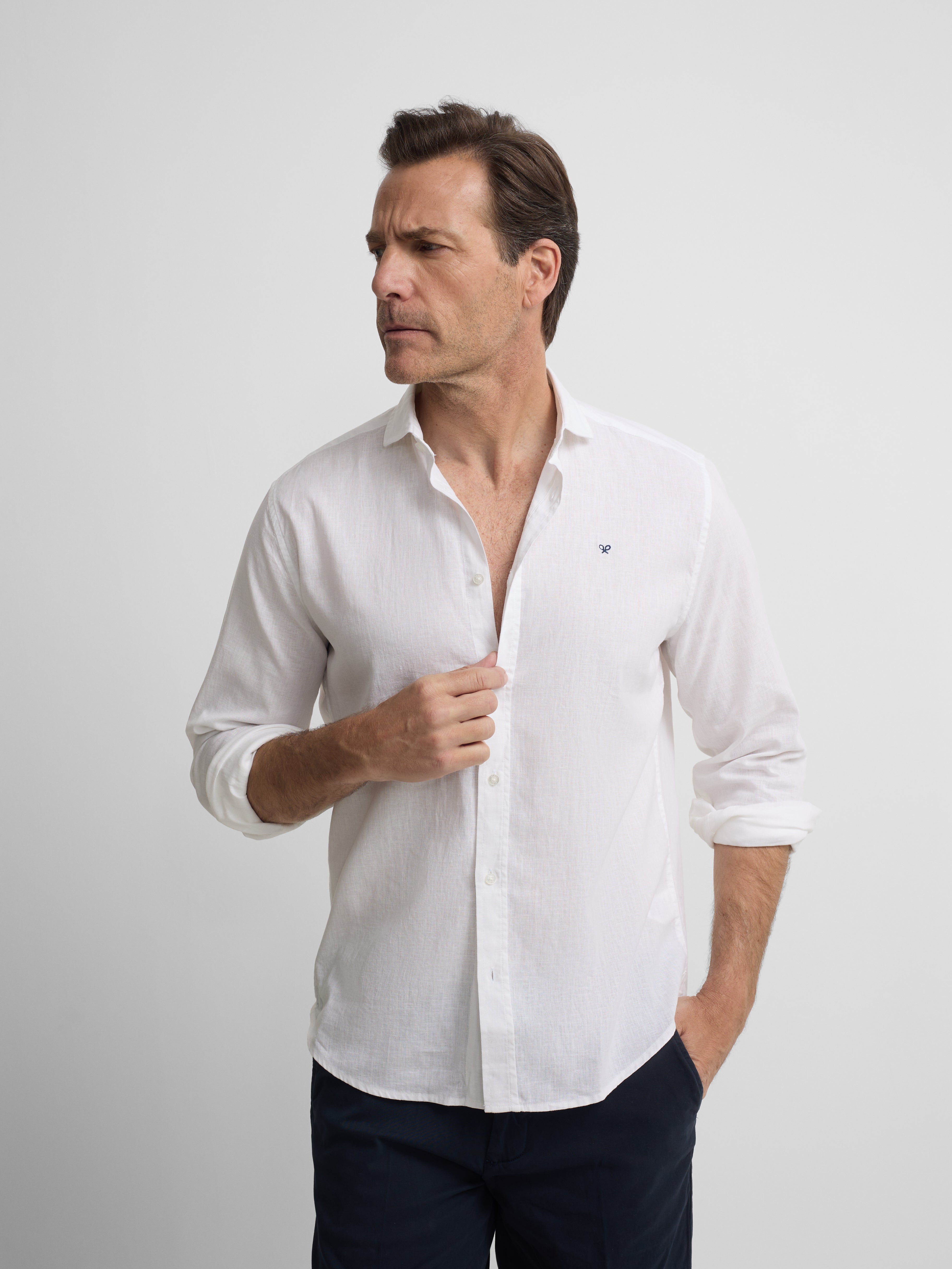 Camisa sport lino blanca