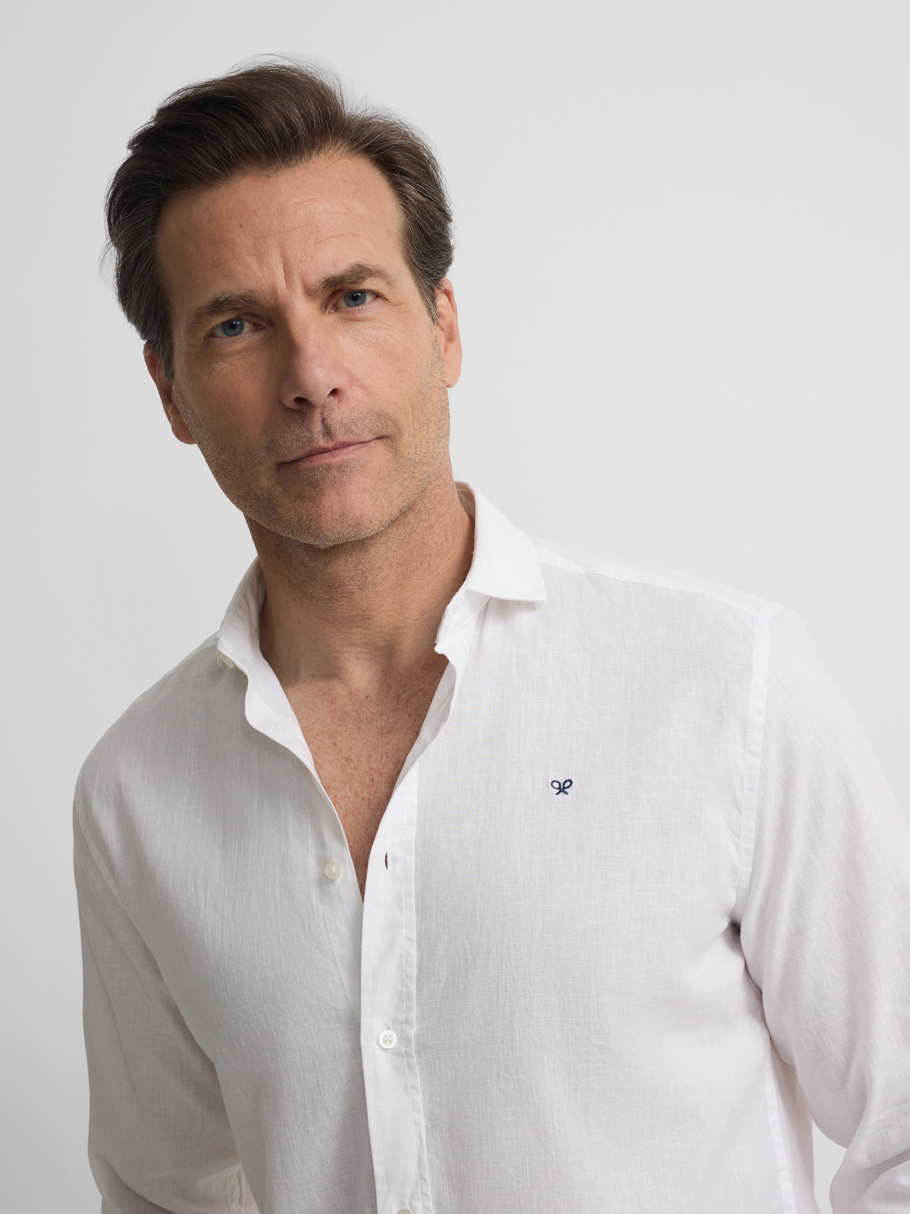 Camisa sport lino blanca