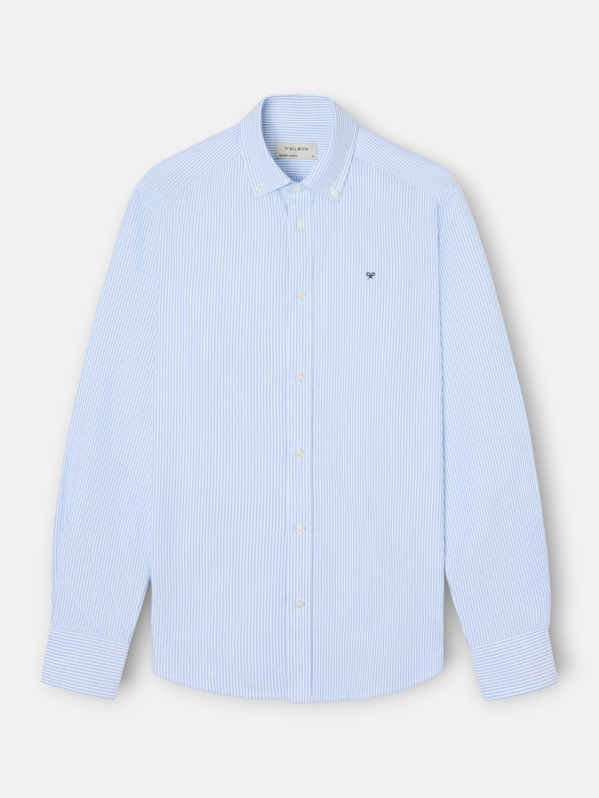 Camisa sport oxford rayas azul
